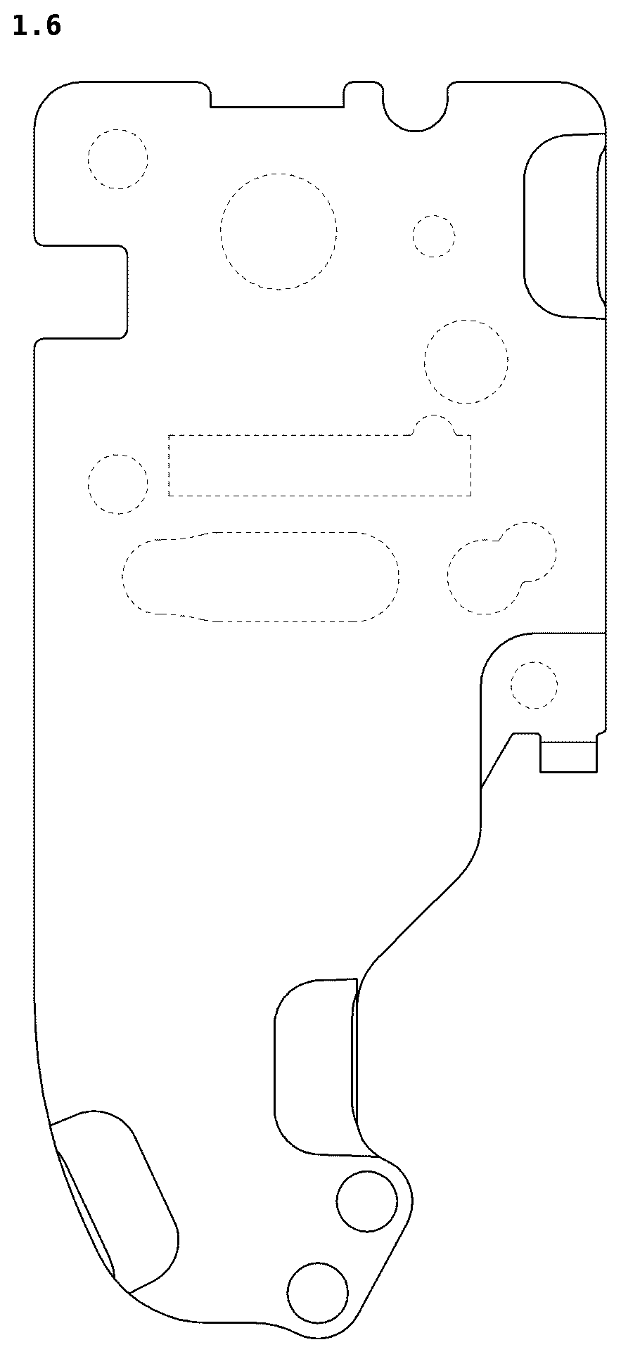 Patent USD1124829 Figure 6 – Hinge for refrigerator door