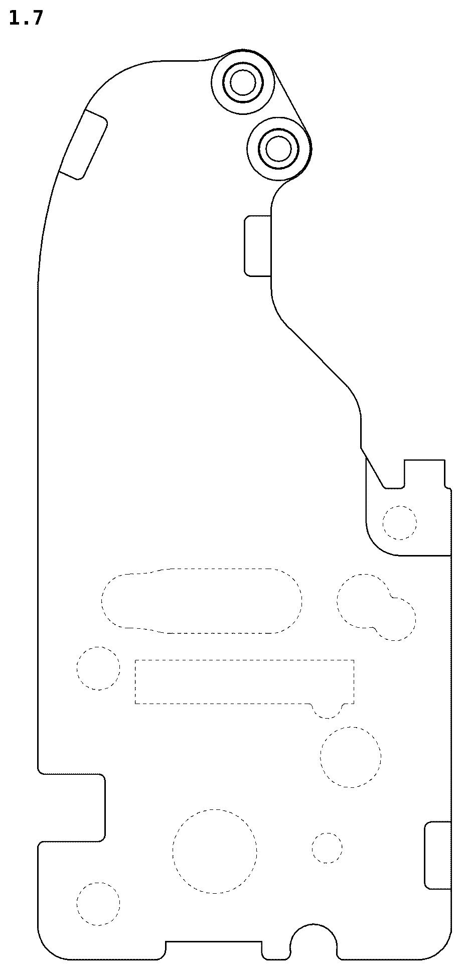 Patent USD1124829 Figure 7 – Hinge for refrigerator door