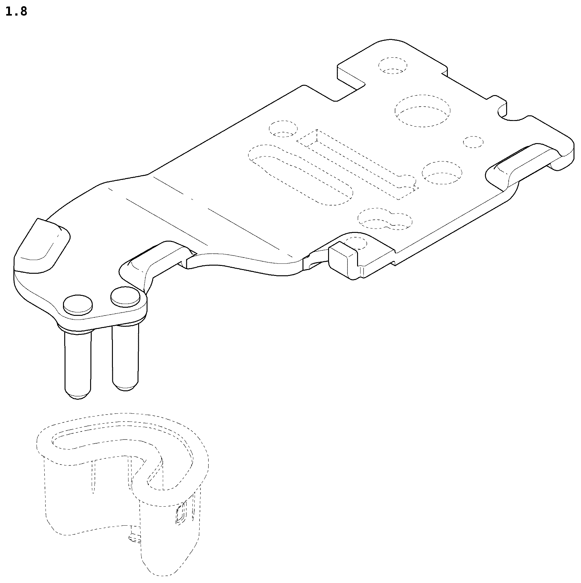 Patent USD1124829 Figure 8 – Hinge for refrigerator door