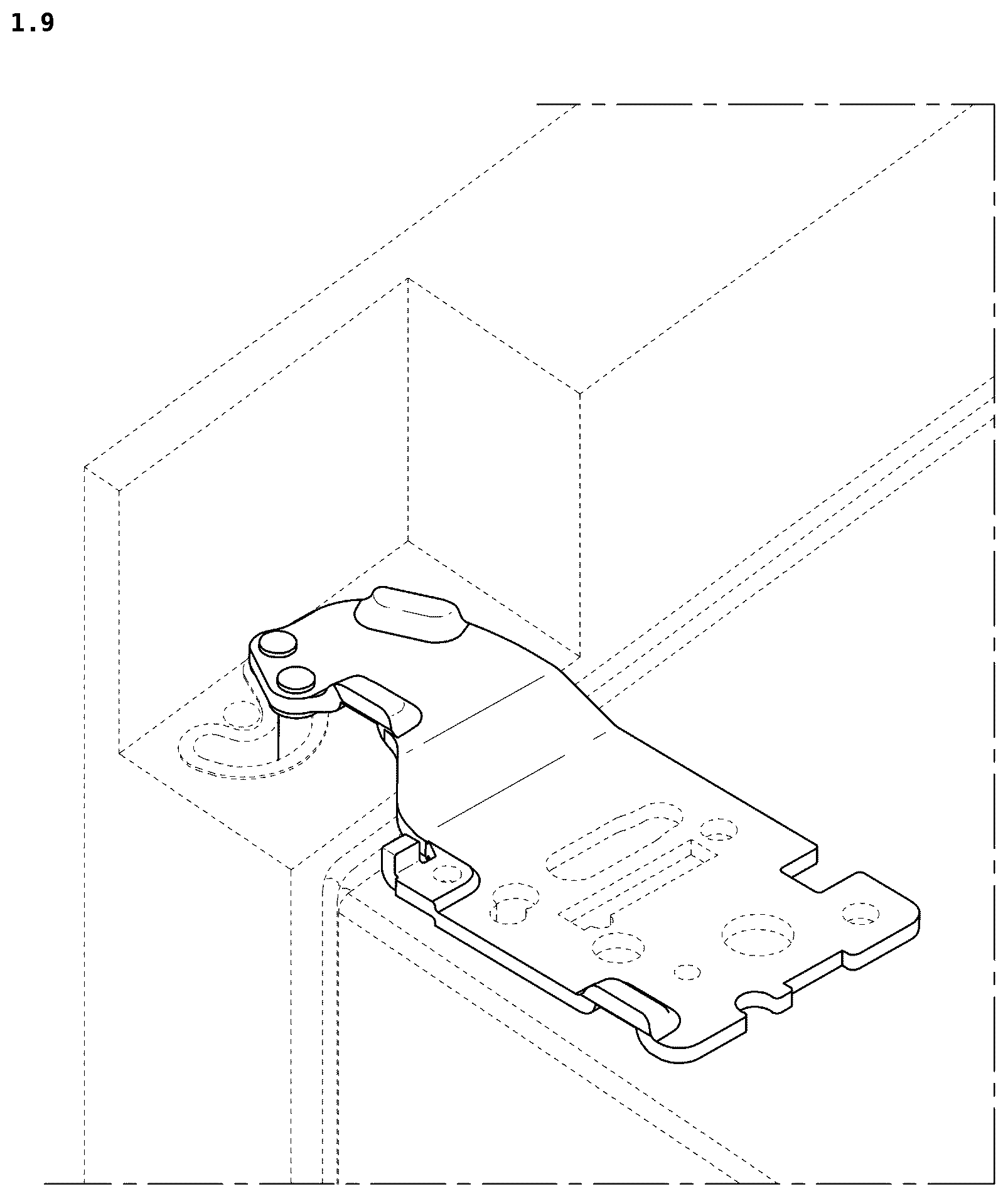 Patent USD1124829 Figure 9 – Hinge for refrigerator door