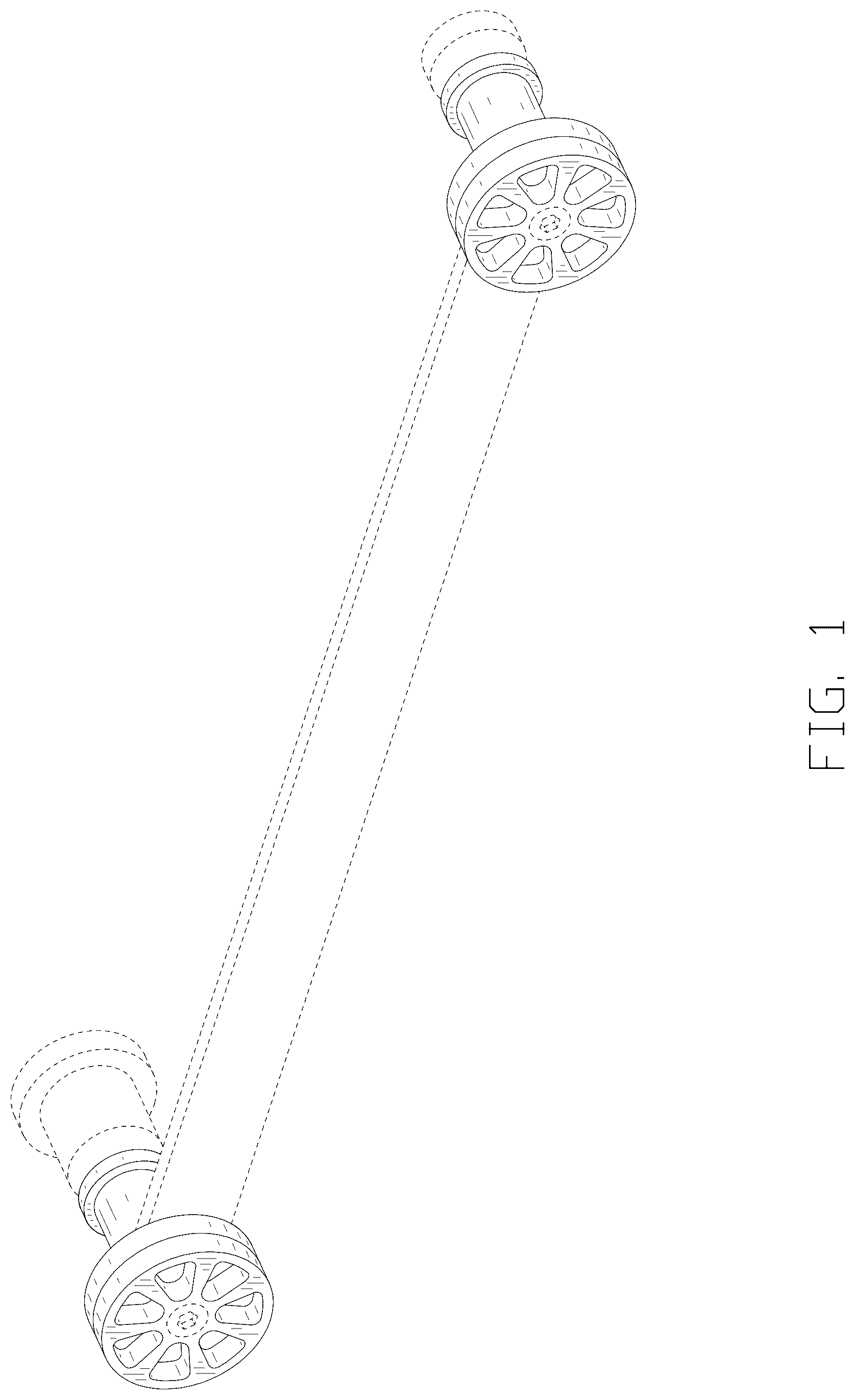 Patent USD1124834 Figure 1 – Sliding door hardware having wheel-shaped front roller disks
