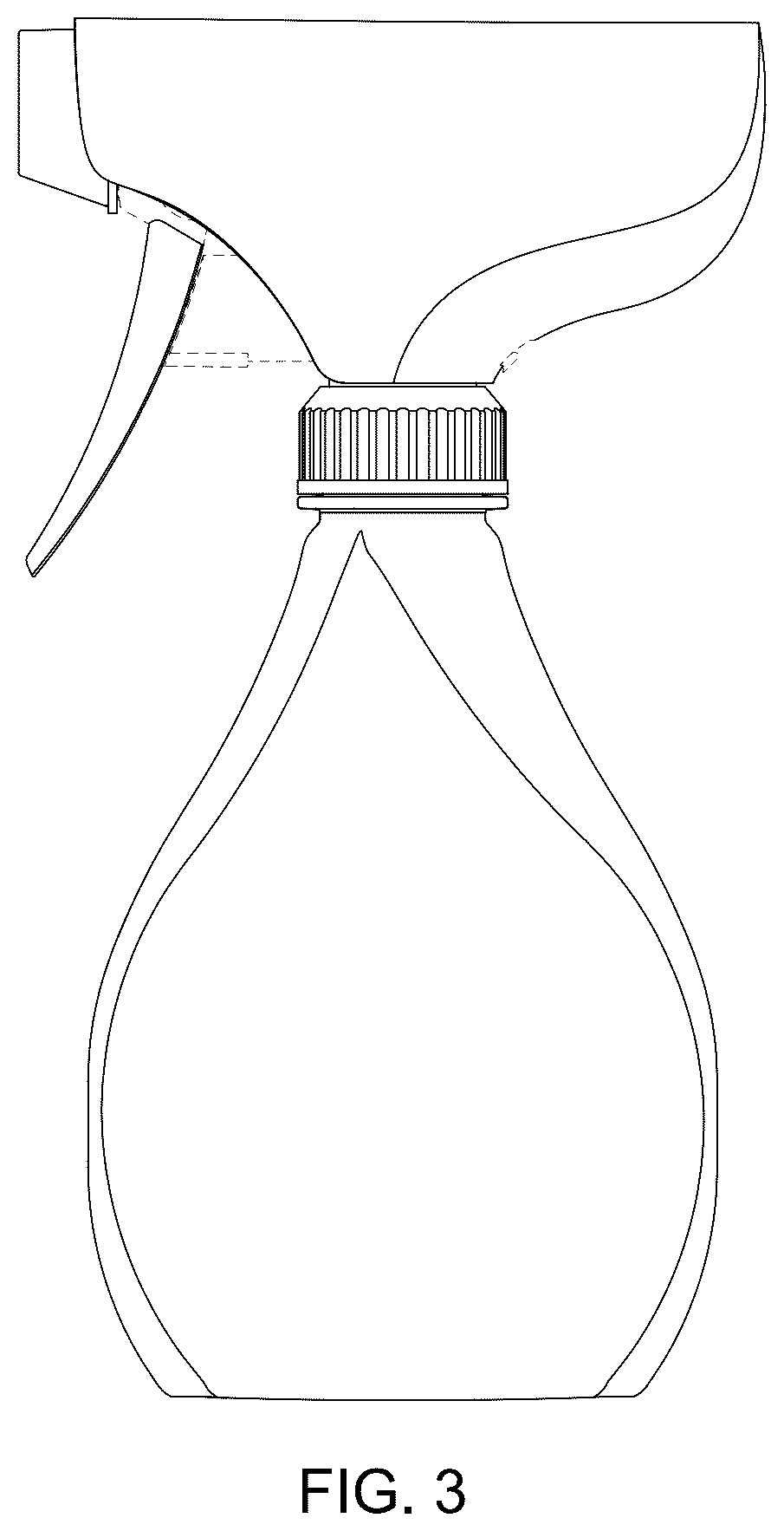Patent USD1124890 Figure 3 – Bottle with spray trigger