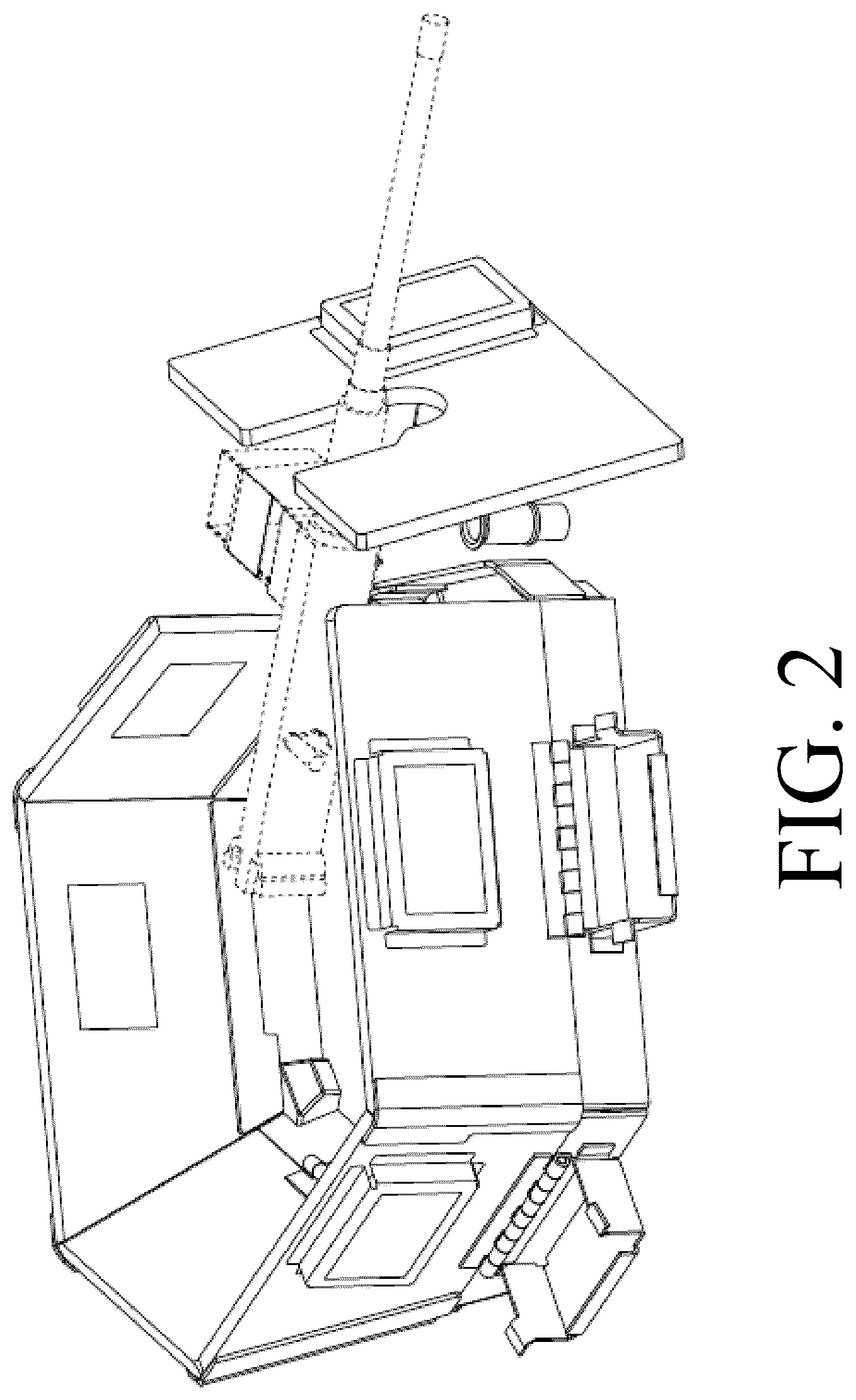Patent USD1124955 Figure 2 – Armored turret enclosure with asymmetric folding panels