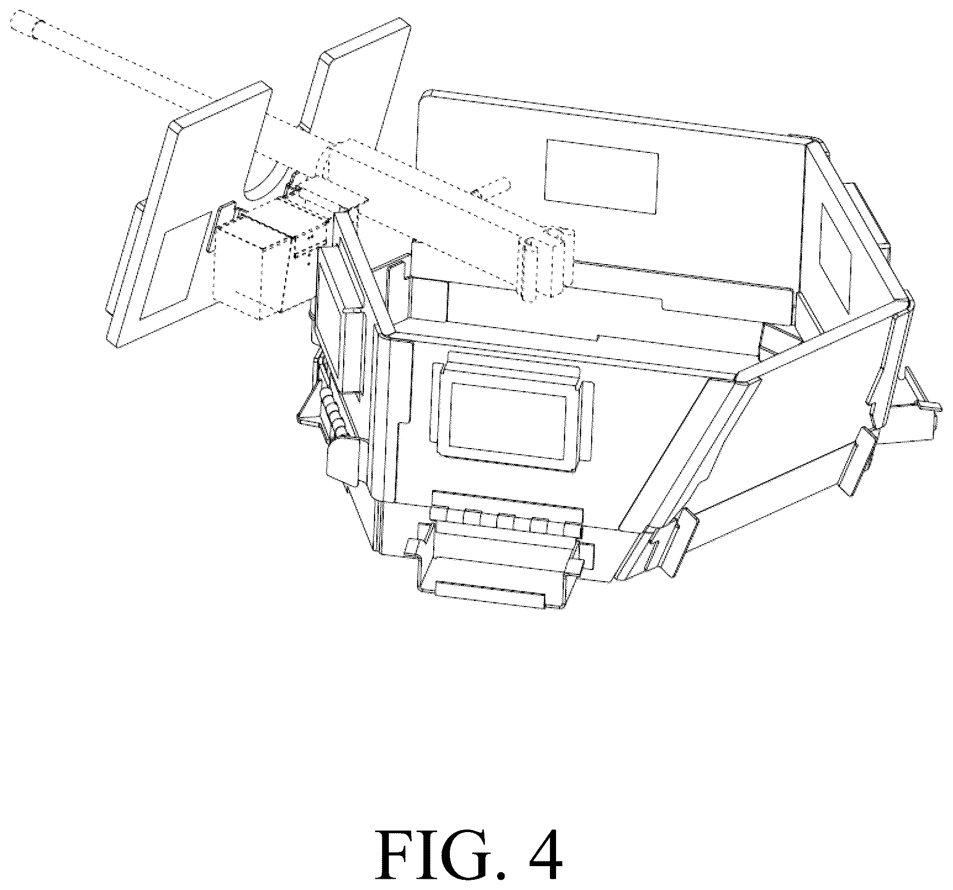 Patent USD1124955 Figure 4 – Armored turret enclosure with asymmetric folding panels