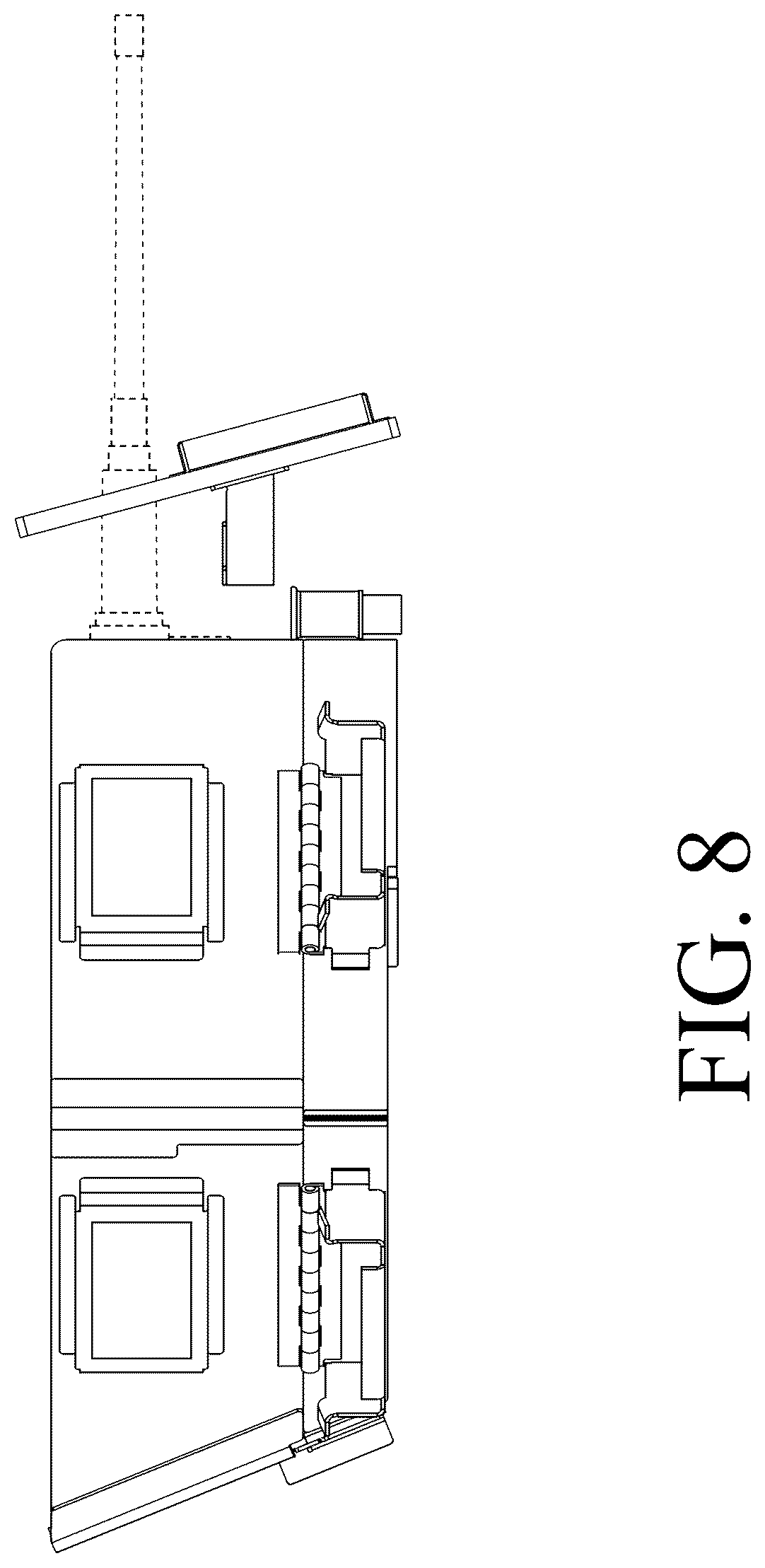 Patent USD1124955 Figure 8 – Armored turret enclosure with asymmetric folding panels