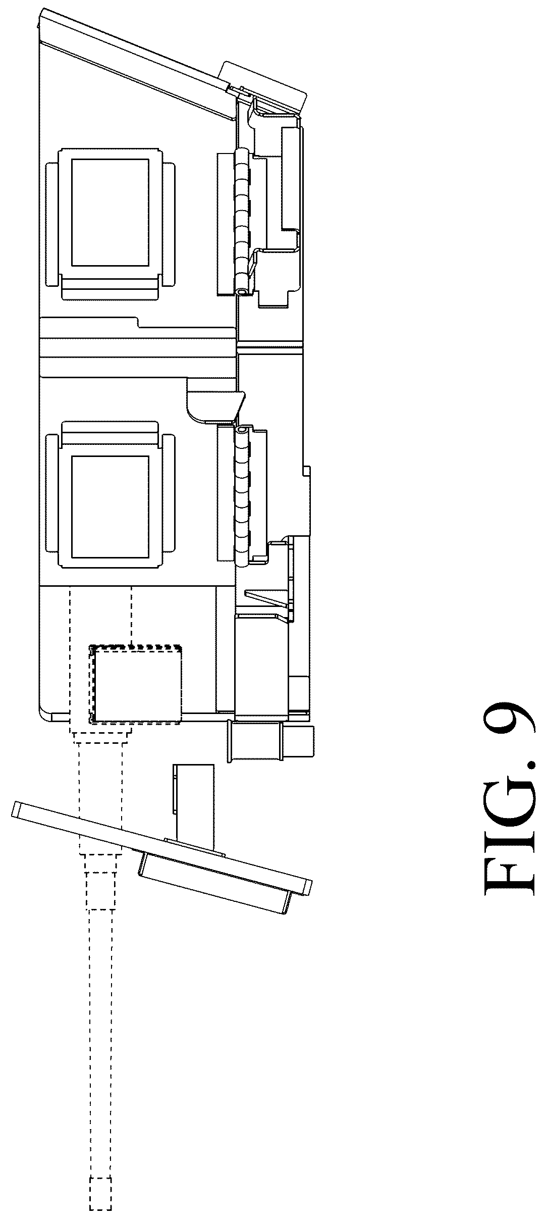 Patent USD1124955 Figure 9 – Armored turret enclosure with asymmetric folding panels