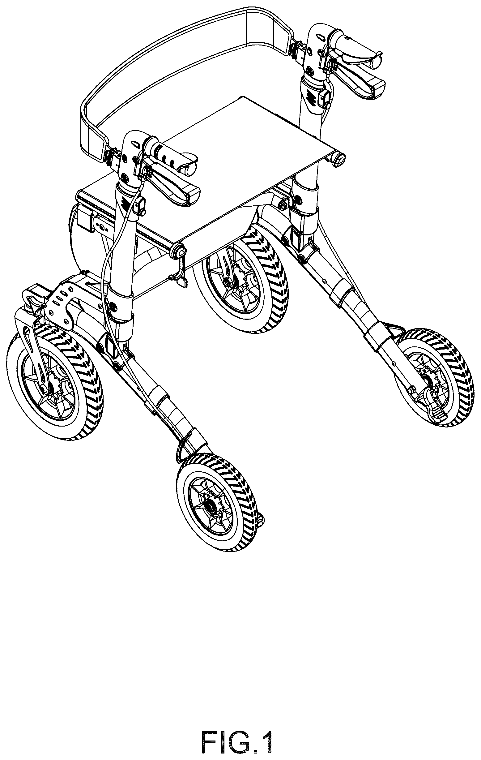 Patent USD1124967 Figure 1 – Four wheeled rollator