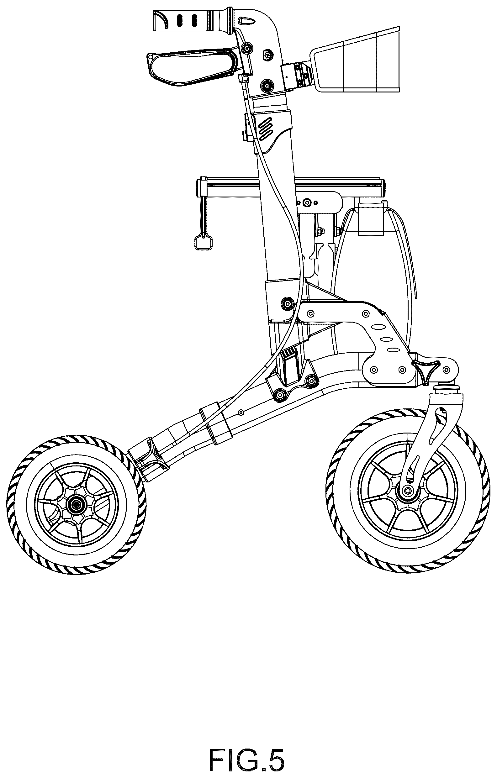 Patent USD1124967 Figure 5 – Four wheeled rollator
