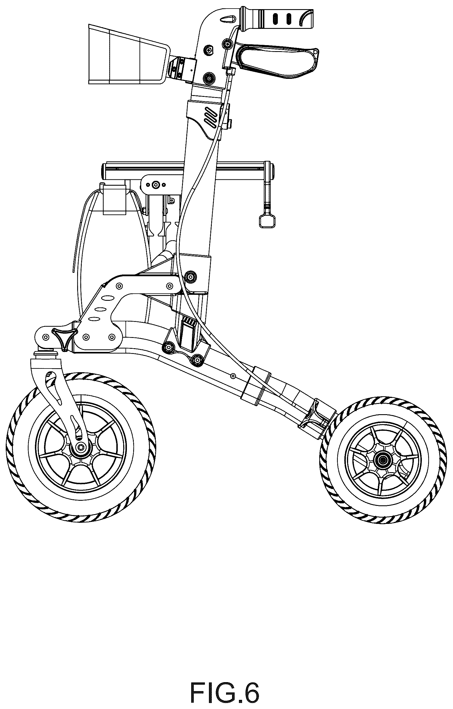 Patent USD1124967 Figure 6 – Four wheeled rollator