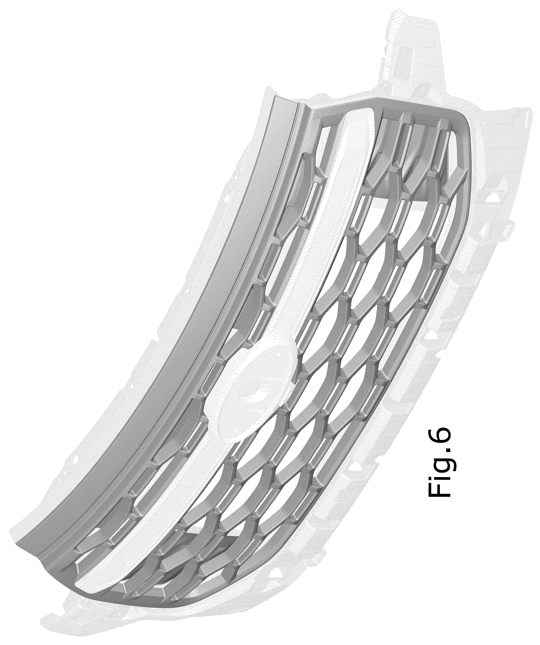 Patent USD1124976 Figure 6 – Vehicle front upper grille with carrier blockout