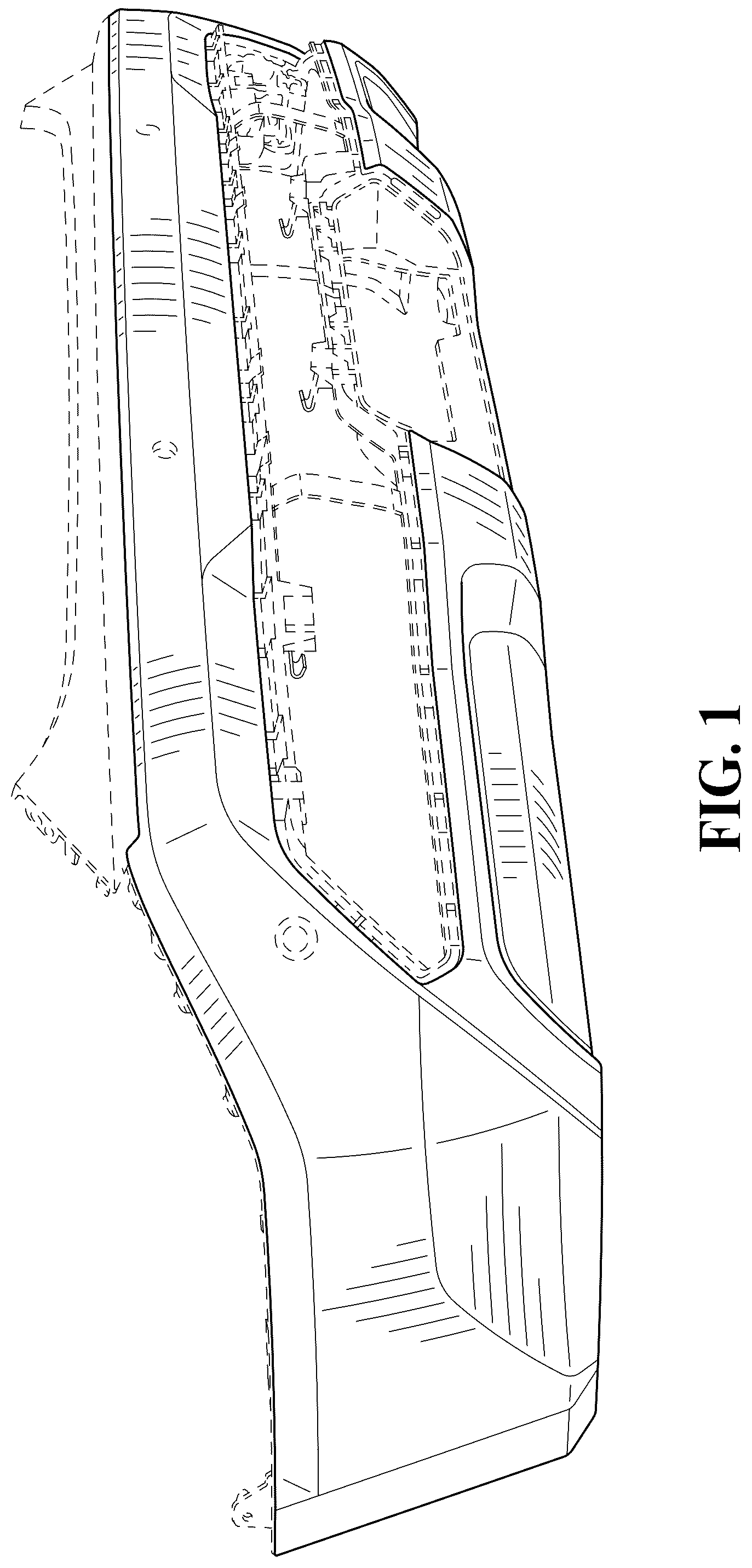 Patent USD1124981 Figure 1 – Vehicle rear lower fascia