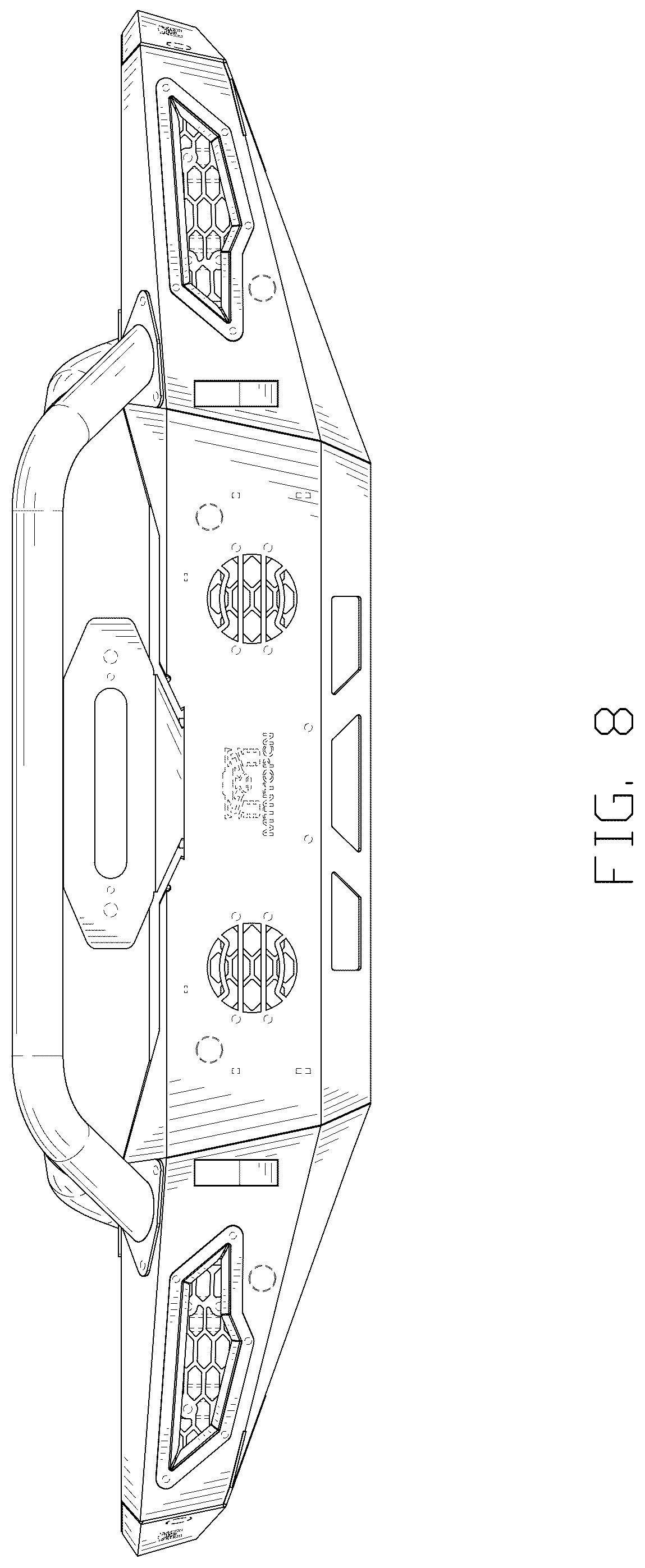 Patent USD1124987 Figure 8 – Front bumper