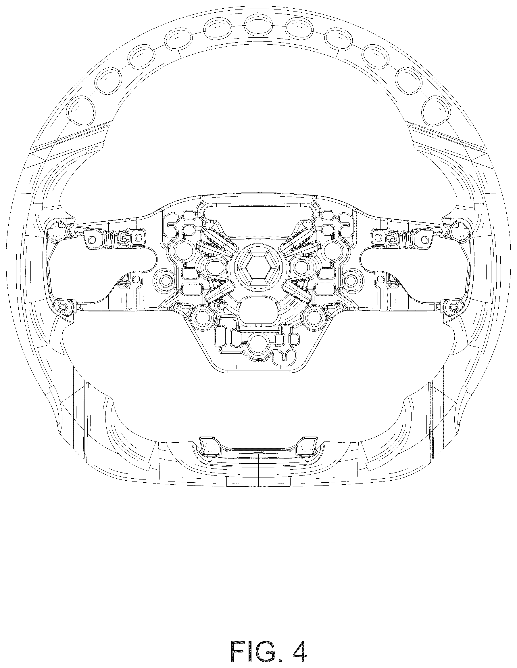 Patent USD1124990 Figure 4 – Steering wheel