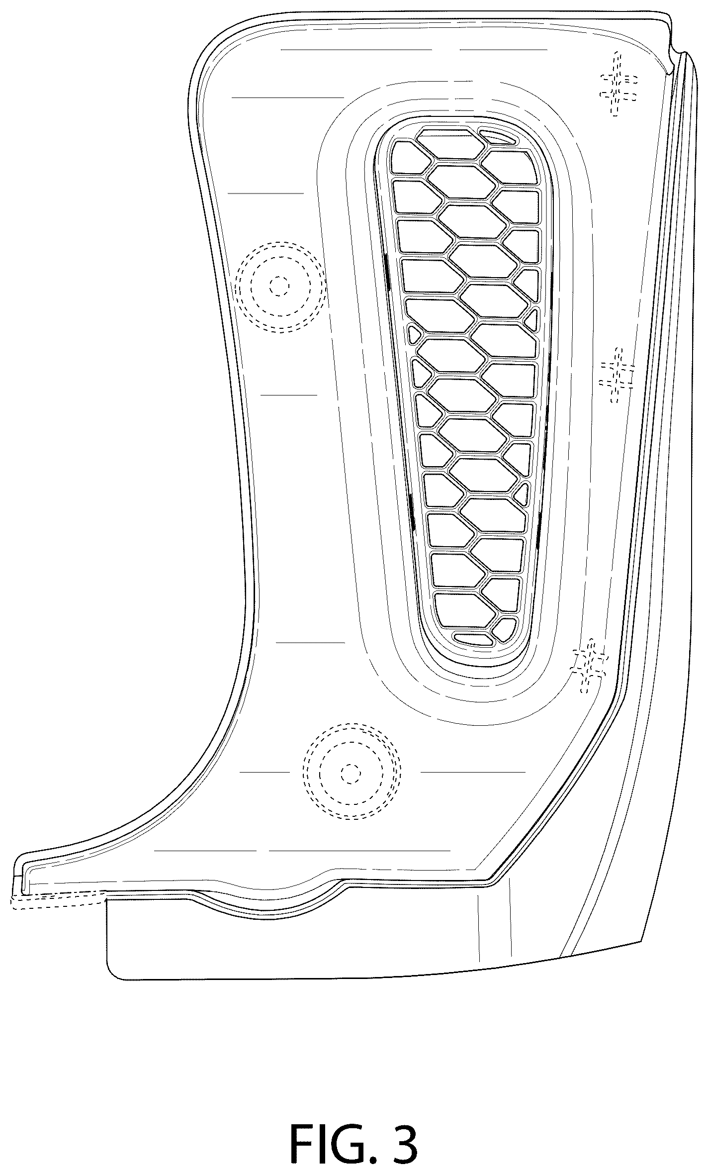 Patent USD1124992 Figure 3 – Rock guard for a wheel of an automobile