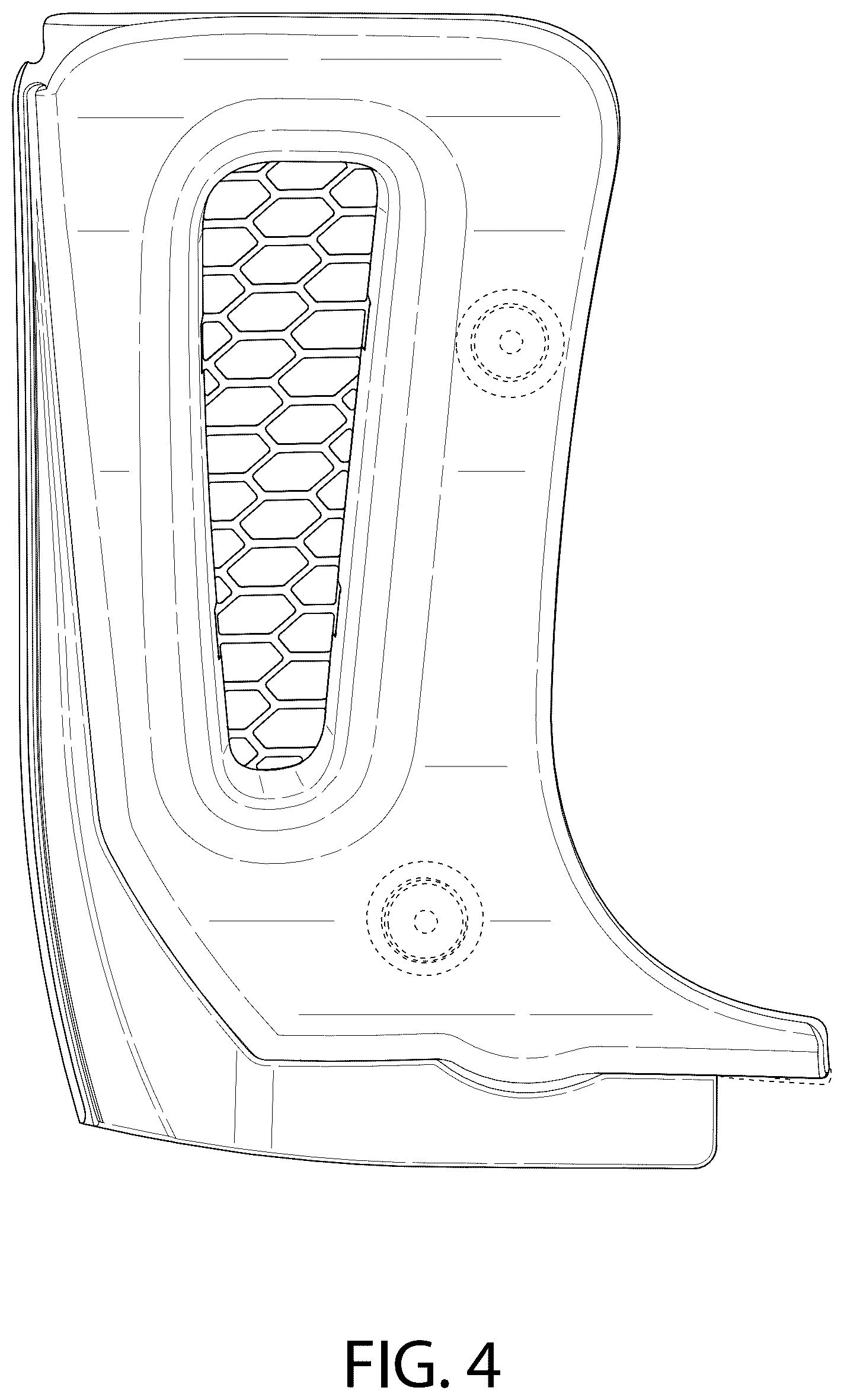 Patent USD1124992 Figure 4 – Rock guard for a wheel of an automobile