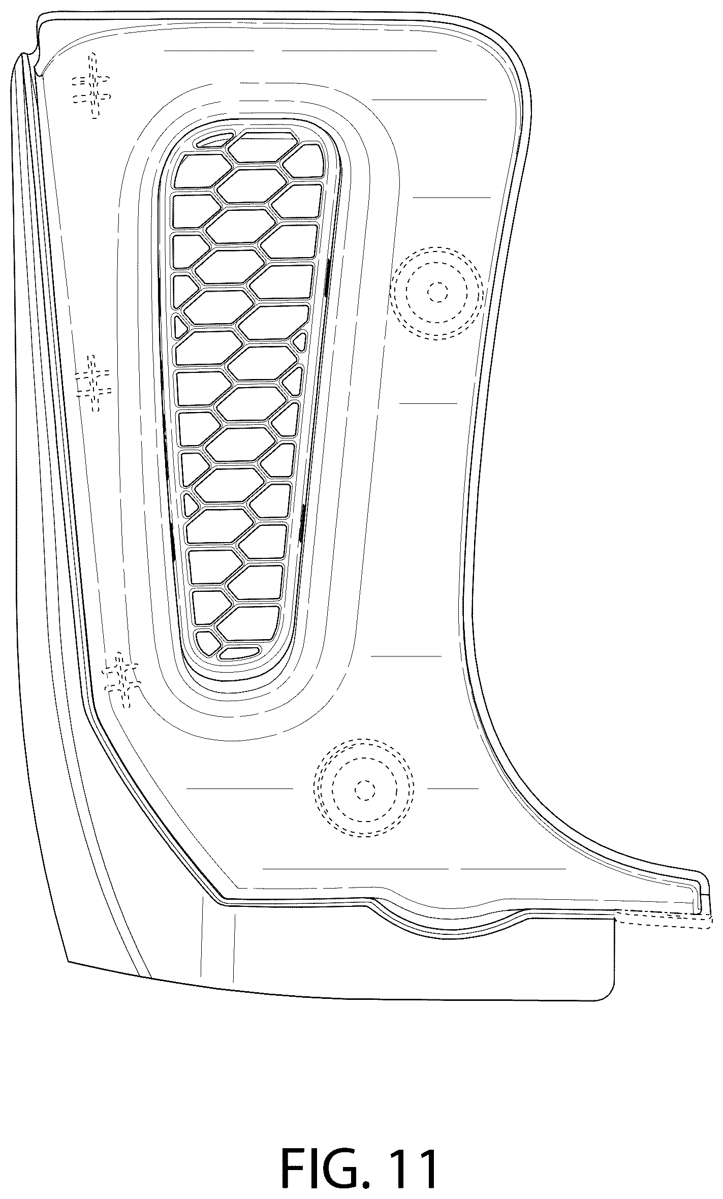Patent USD1124992 Figure 9 – Rock guard for a wheel of an automobile