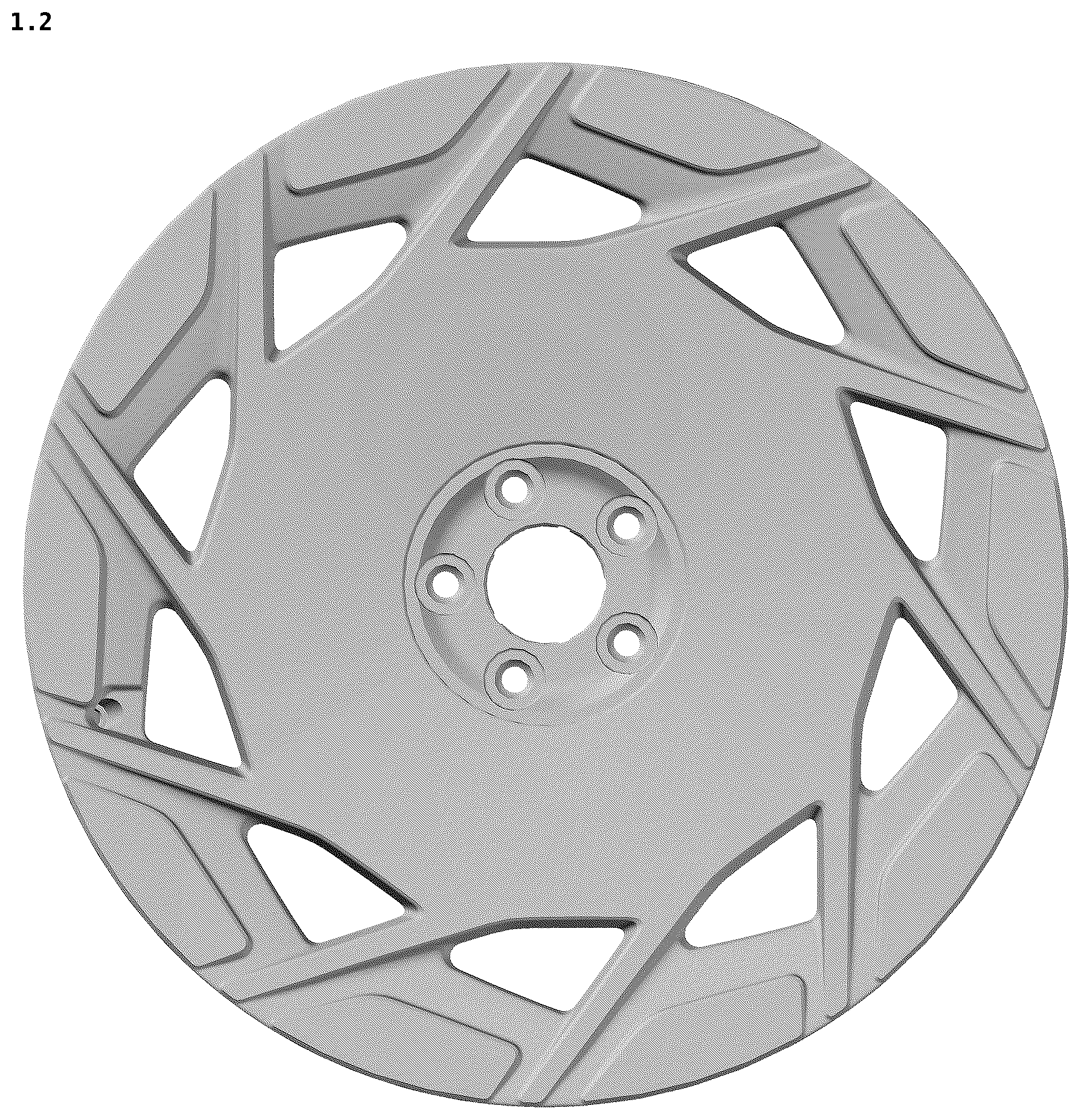 Patent USD1124998 Figure 2 – Wheel for automobile