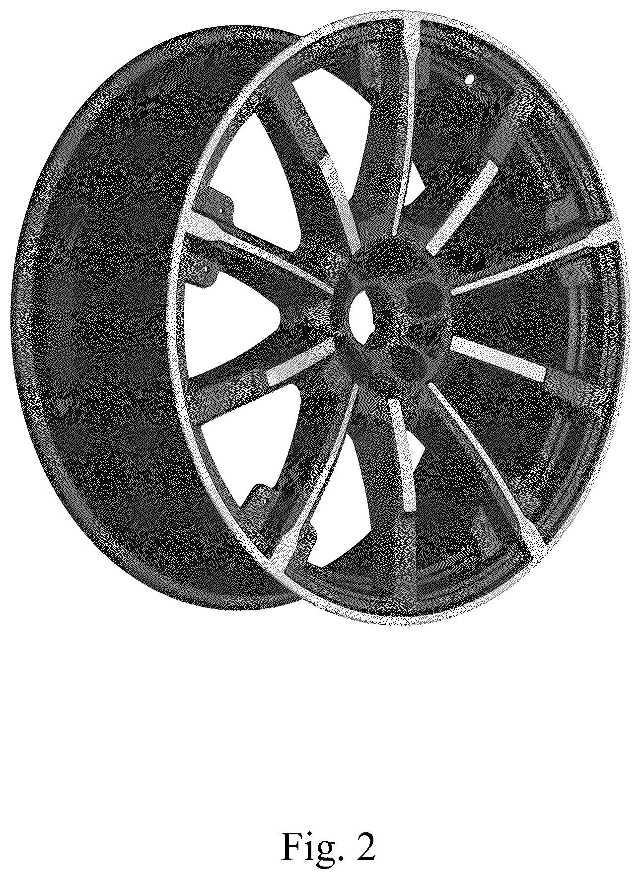 Patent USD1124999 Figure 2 – Vehicle wheel, toy vehicle wheel, or vehicle wheel replica