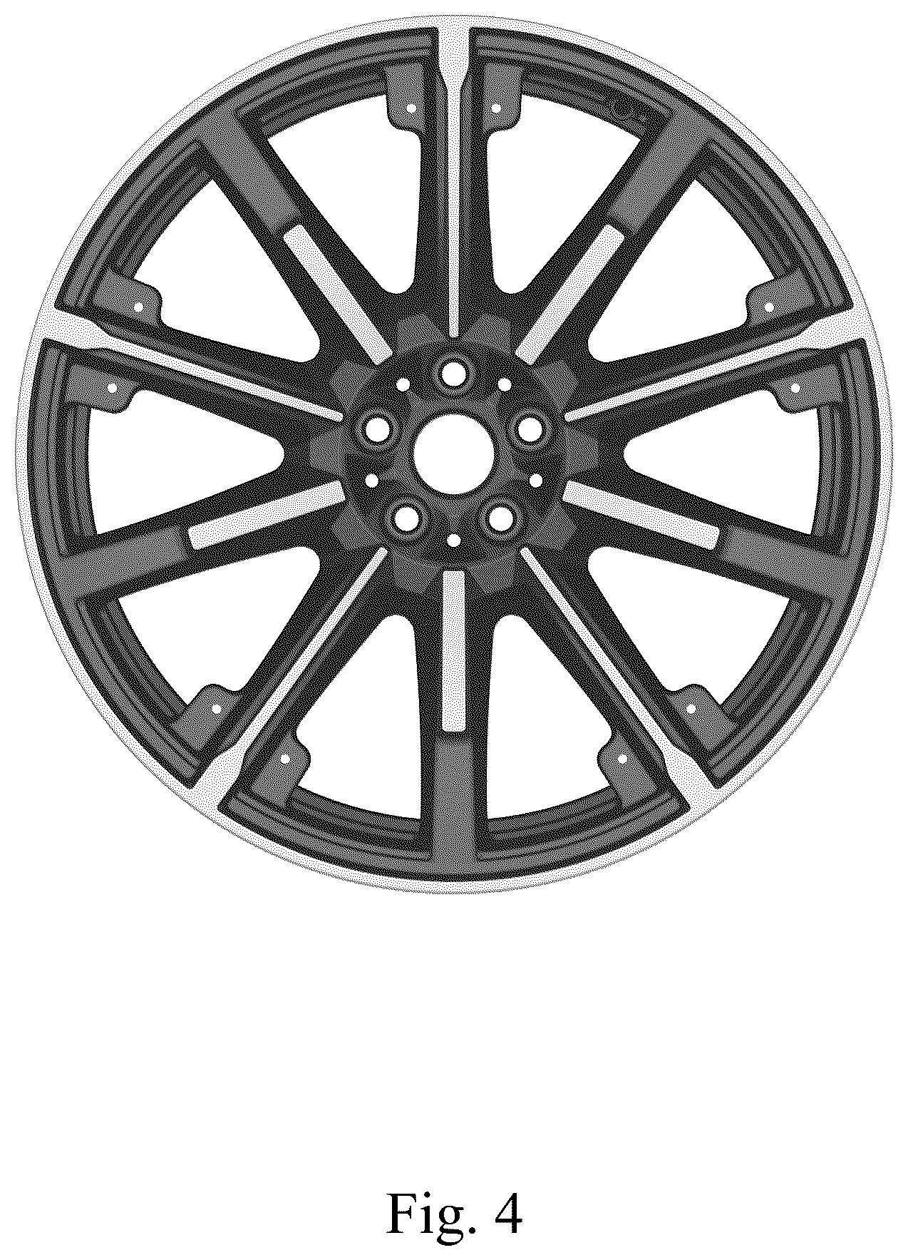 Patent USD1124999 Figure 4 – Vehicle wheel, toy vehicle wheel, or vehicle wheel replica