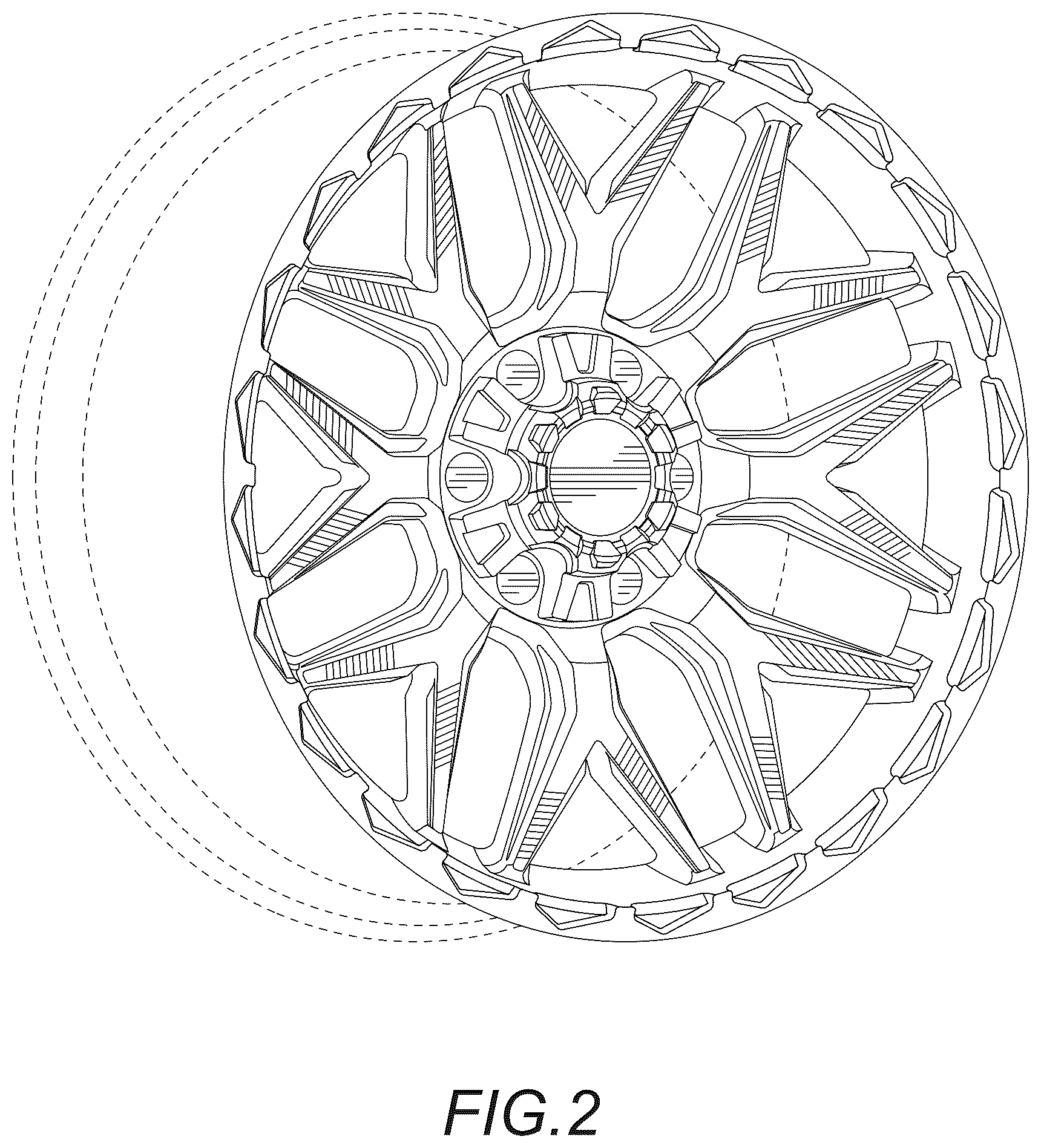 Patent USD1125000 Figure 2 – Automobile wheel