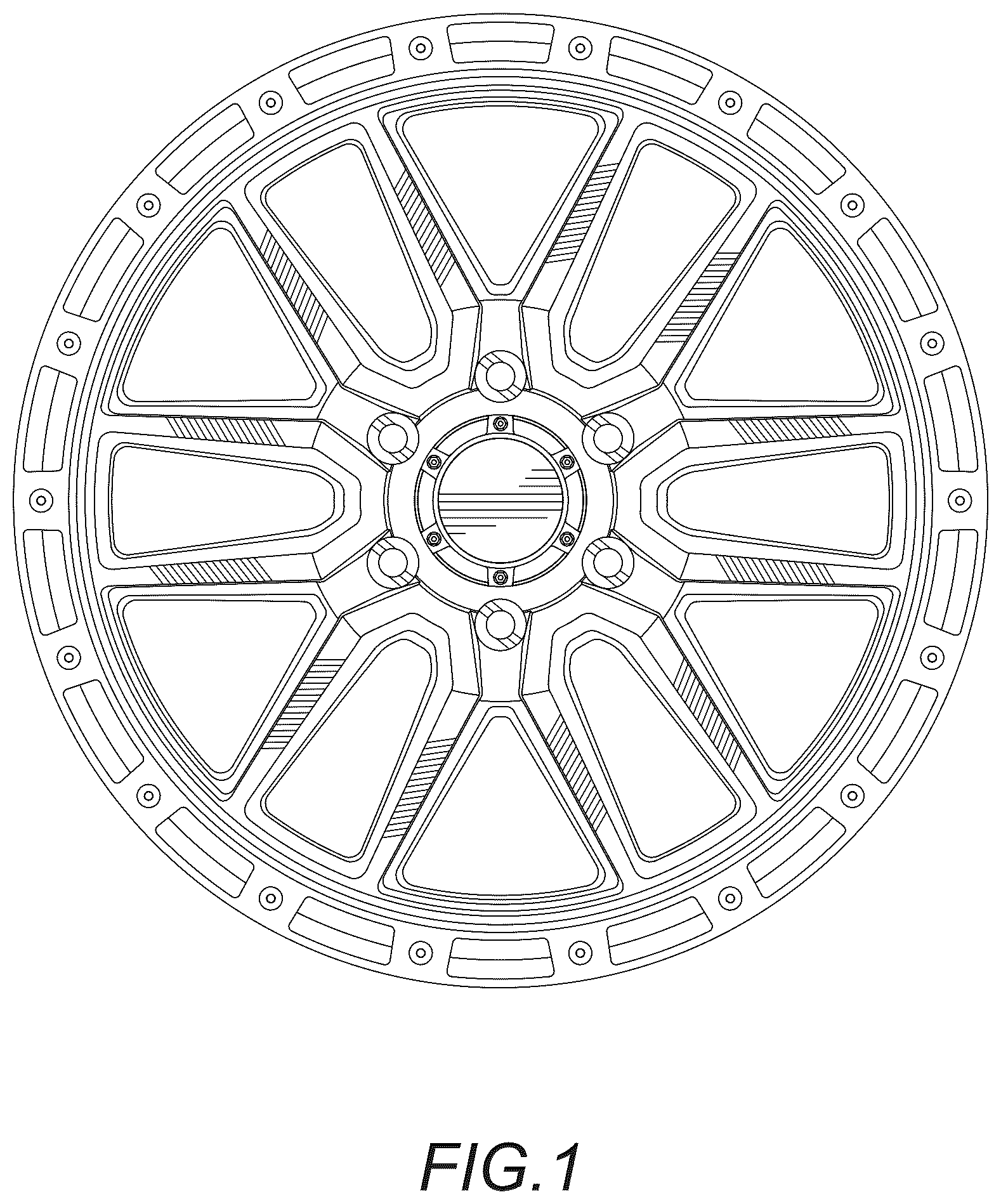 Patent USD1125001 Figure 1 – Automobile wheel