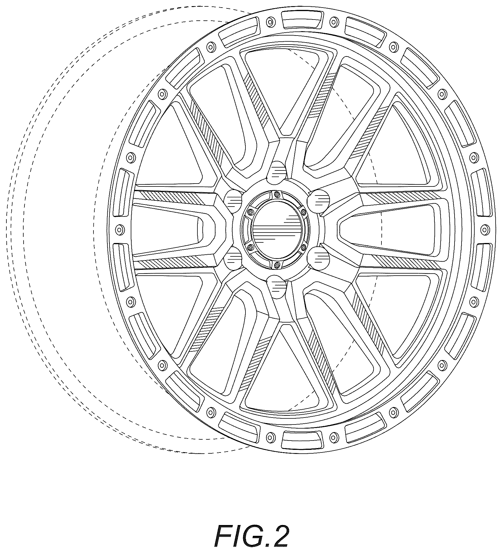 Patent USD1125001 Figure 2 – Automobile wheel