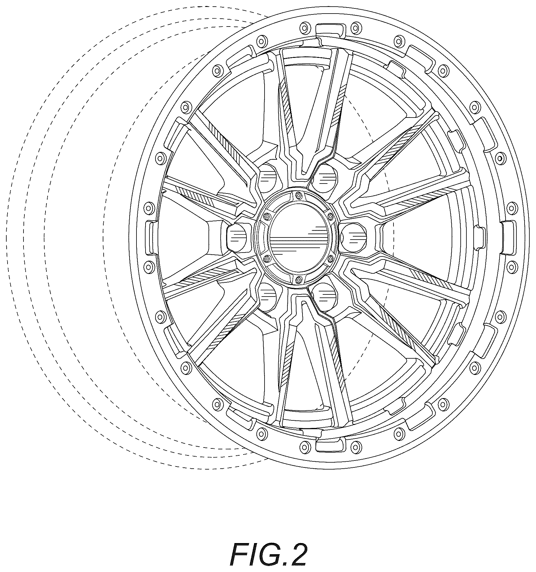 Patent USD1125002 Figure 2 – Automobile wheel