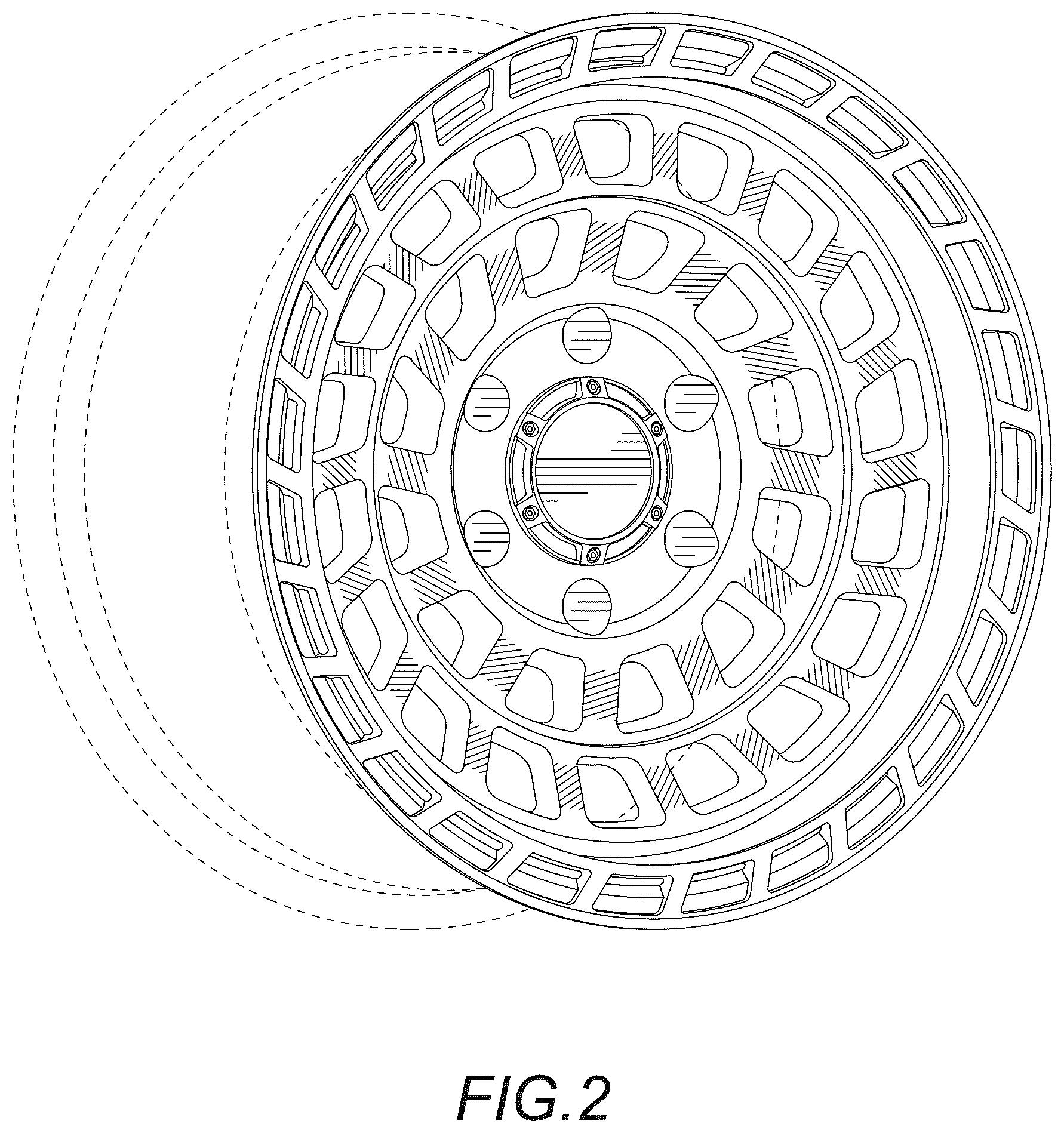 Patent USD1125003 Figure 2 – Automobile wheel