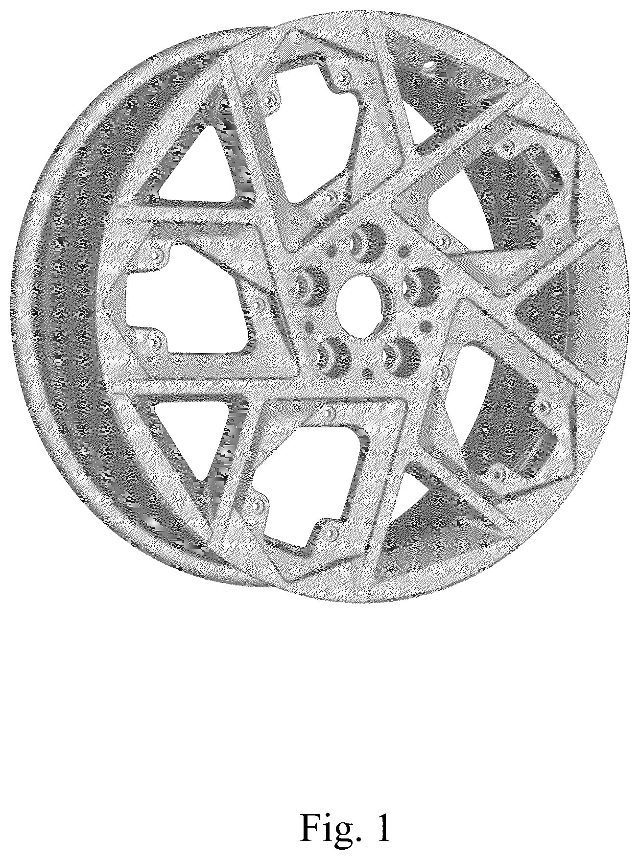 Patent USD1125004 — Vehicle wheel, toy vehicle wheel, or vehicle wheel replica — Figure 1
