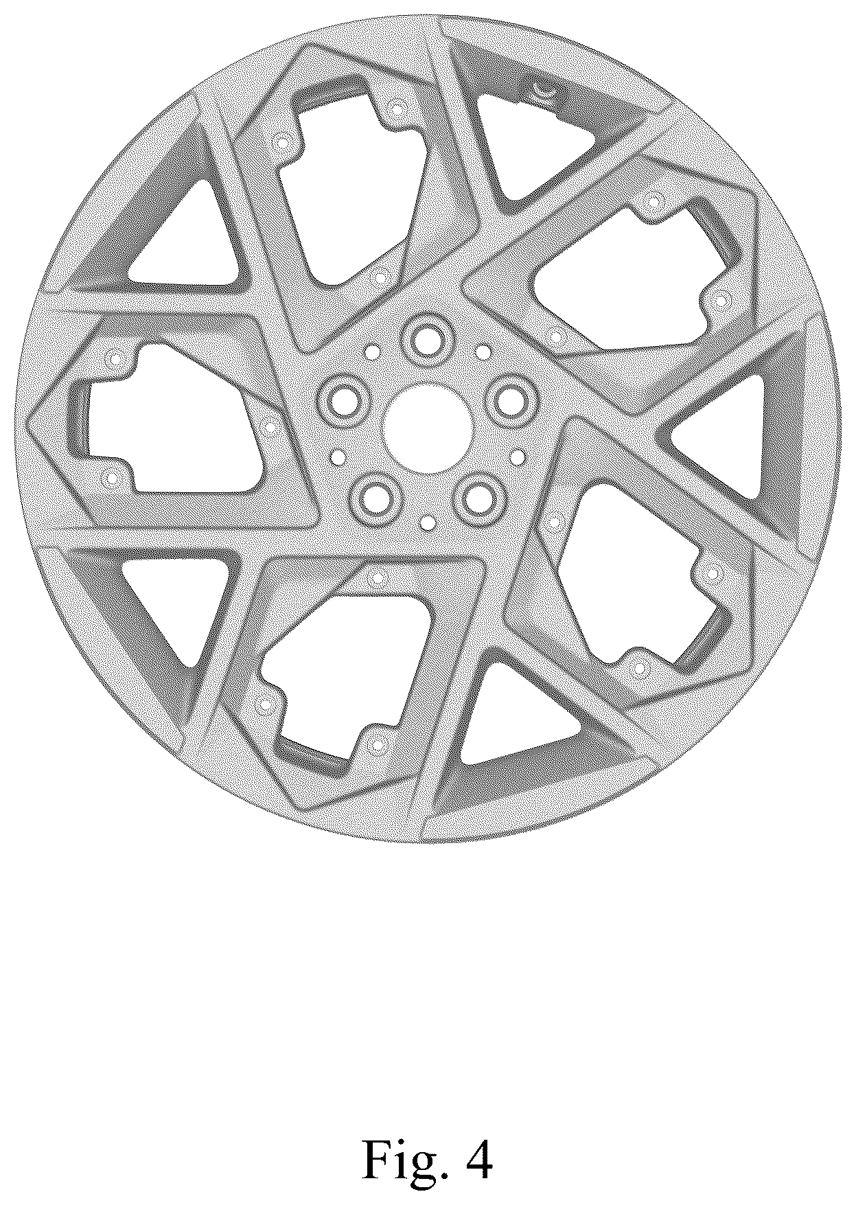 Patent USD1125004 Figure 4 – Vehicle wheel, toy vehicle wheel, or vehicle wheel replica