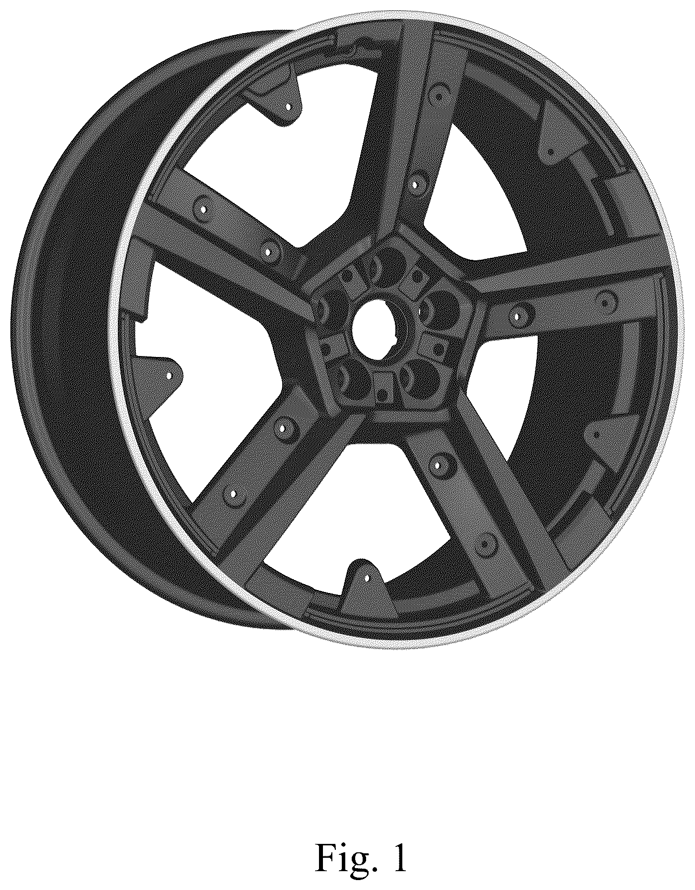 Patent USD1125008 Figure 1 – Vehicle wheel, toy vehicle wheel, or vehicle wheel replica