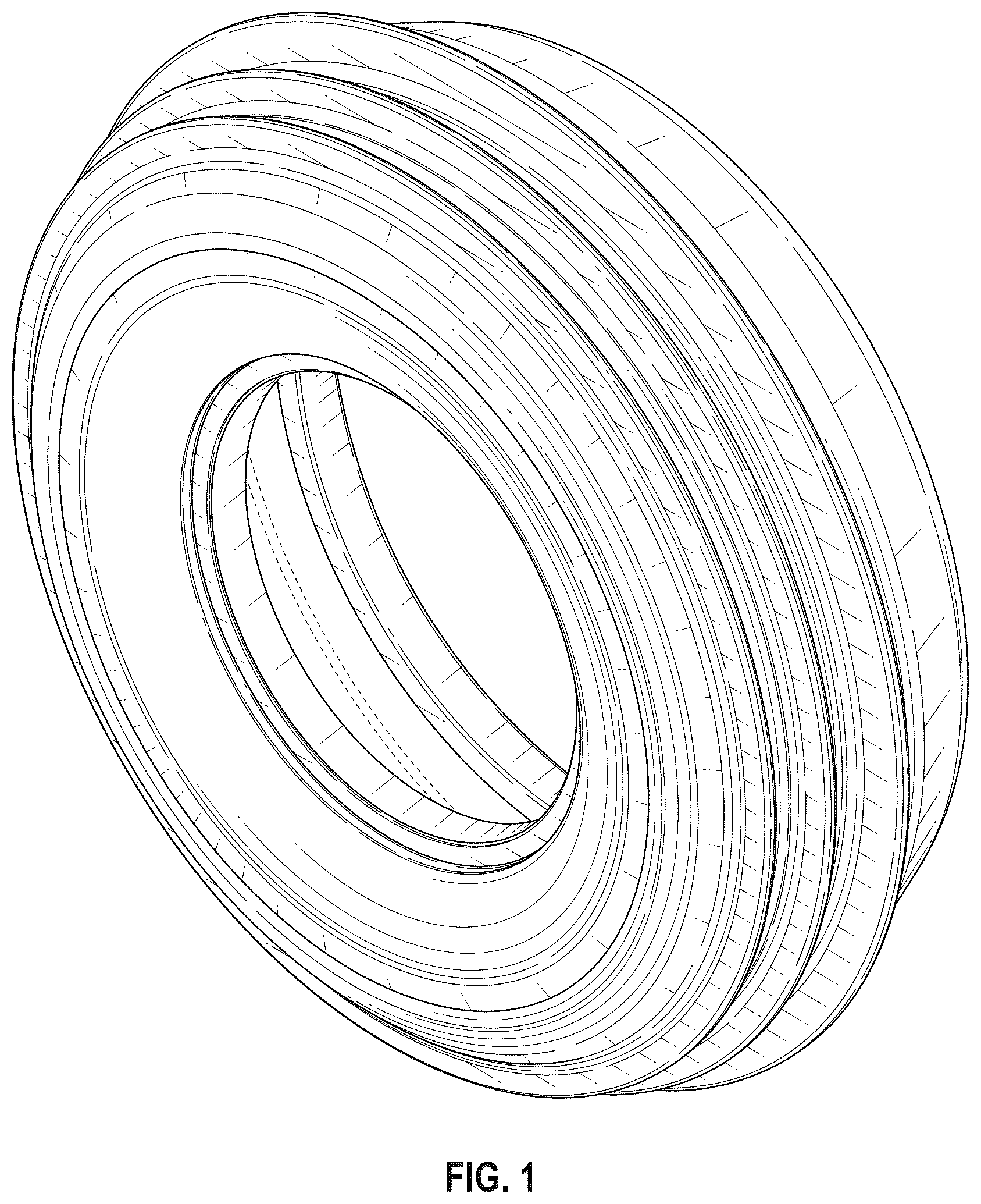 Patent USD1125015 Figure 1 – Model vehicle ribbed tire
