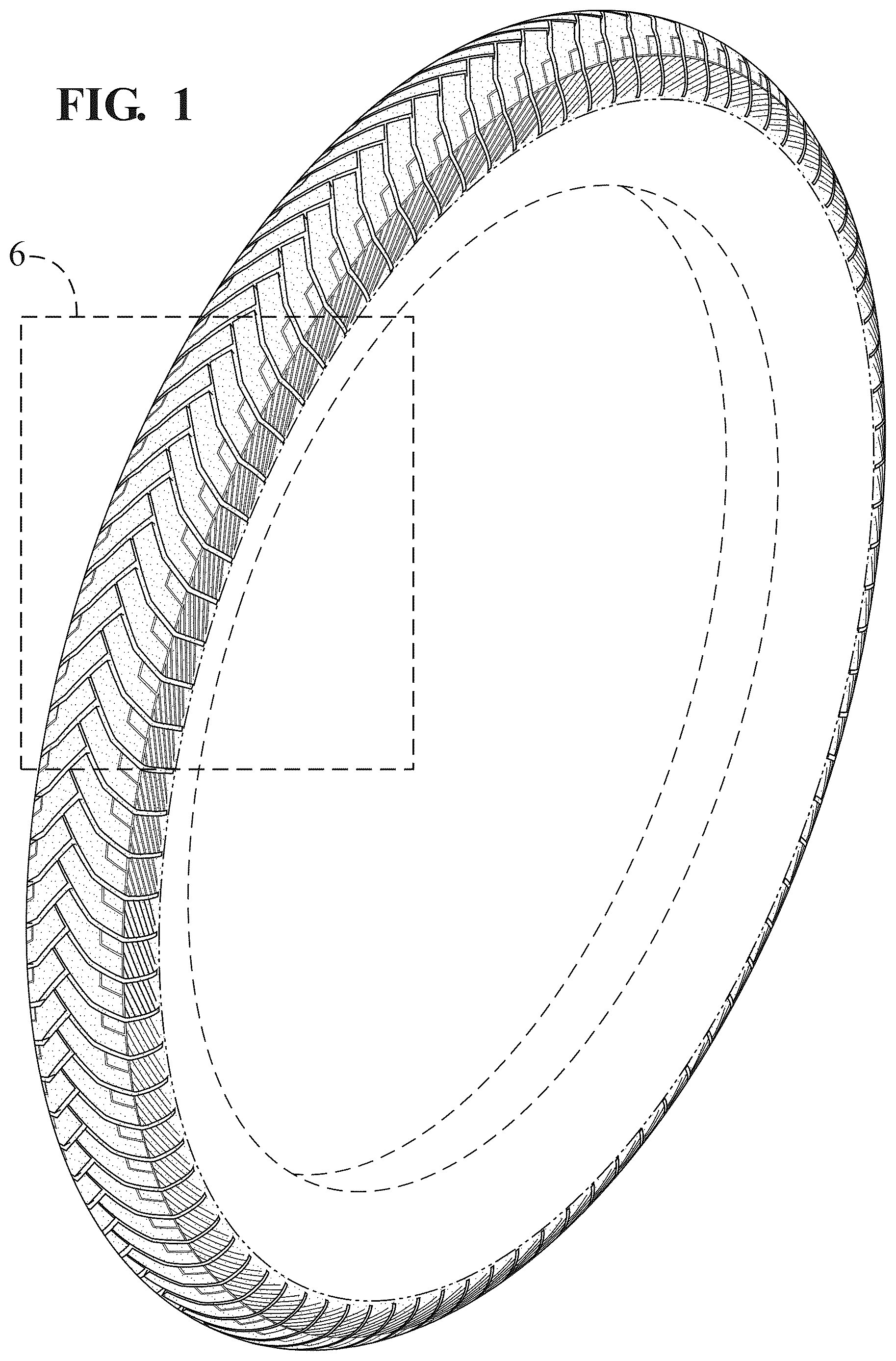 Patent USD1125018 Figure 1 – Tire