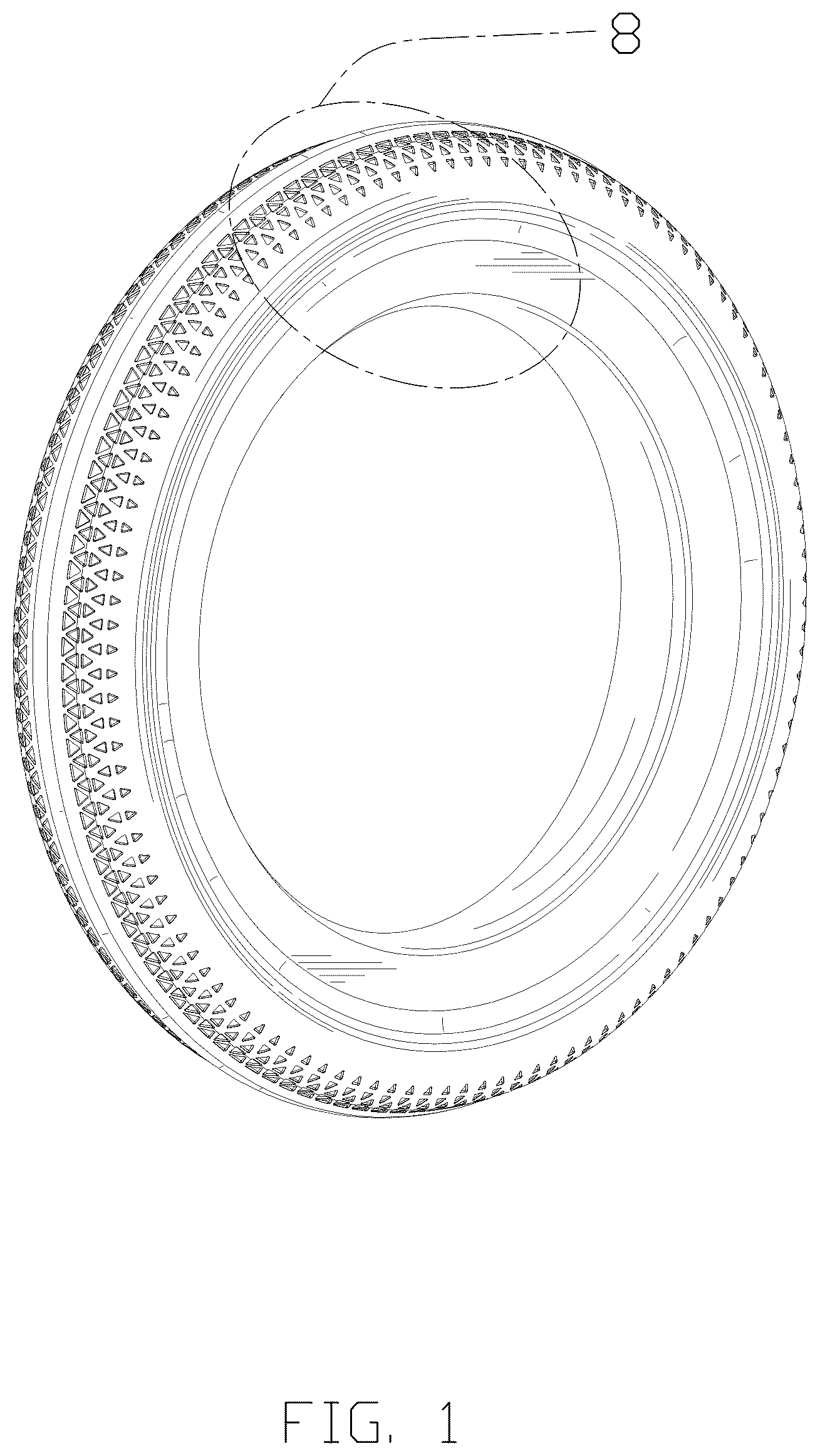 Patent USD1125019 Figure 1 – Tire