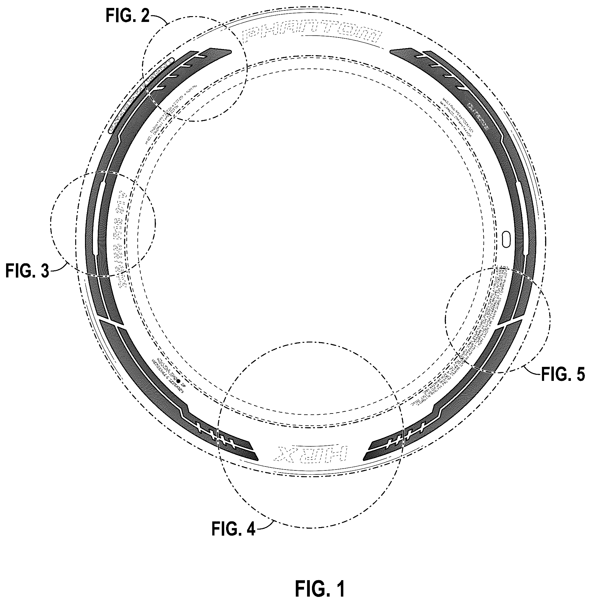 Patent USD1125027 Figure 1 – Tire sidewall
