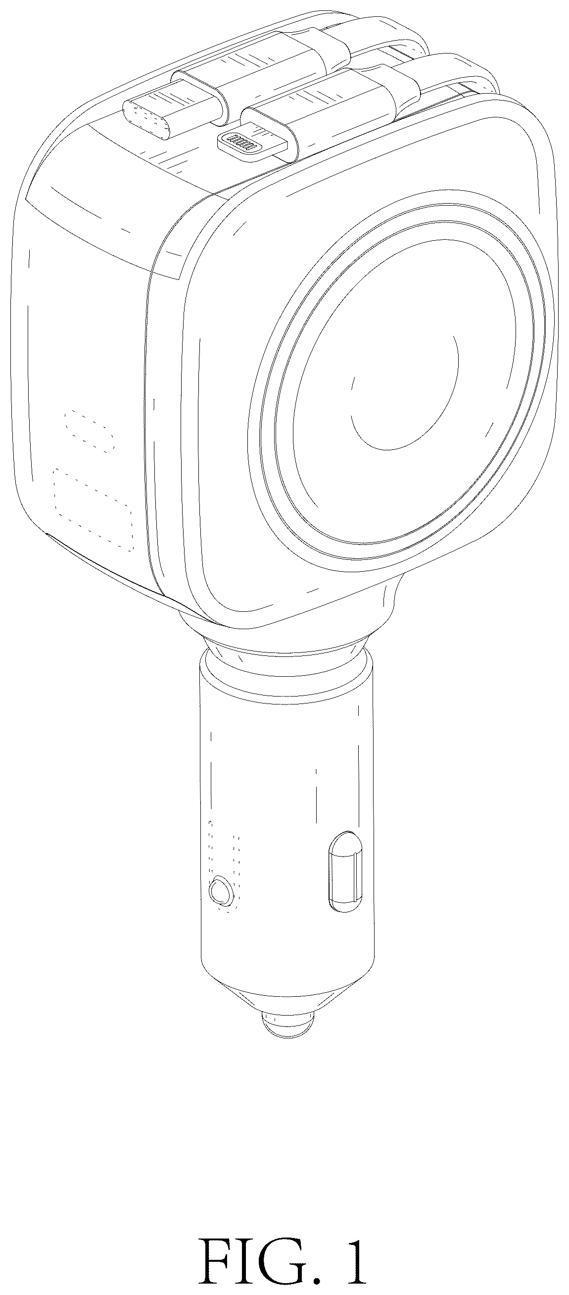 Patent USD1125076 Figure 1 – Car charger with light