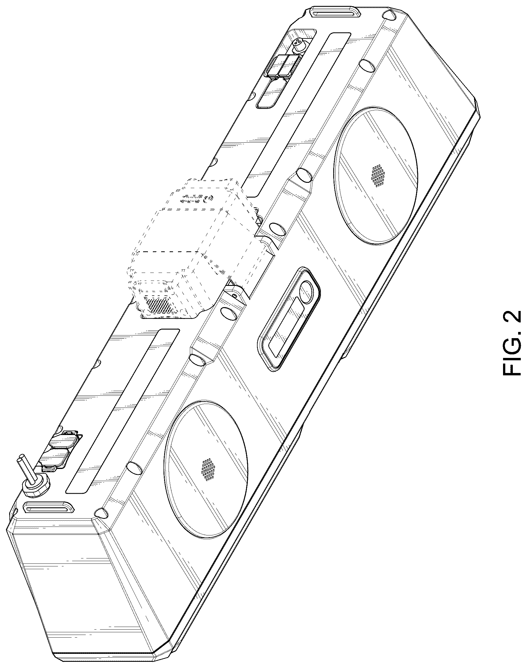 Patent USD1125112 Figure 2 – Self-powered mountable cuboid speaker bar