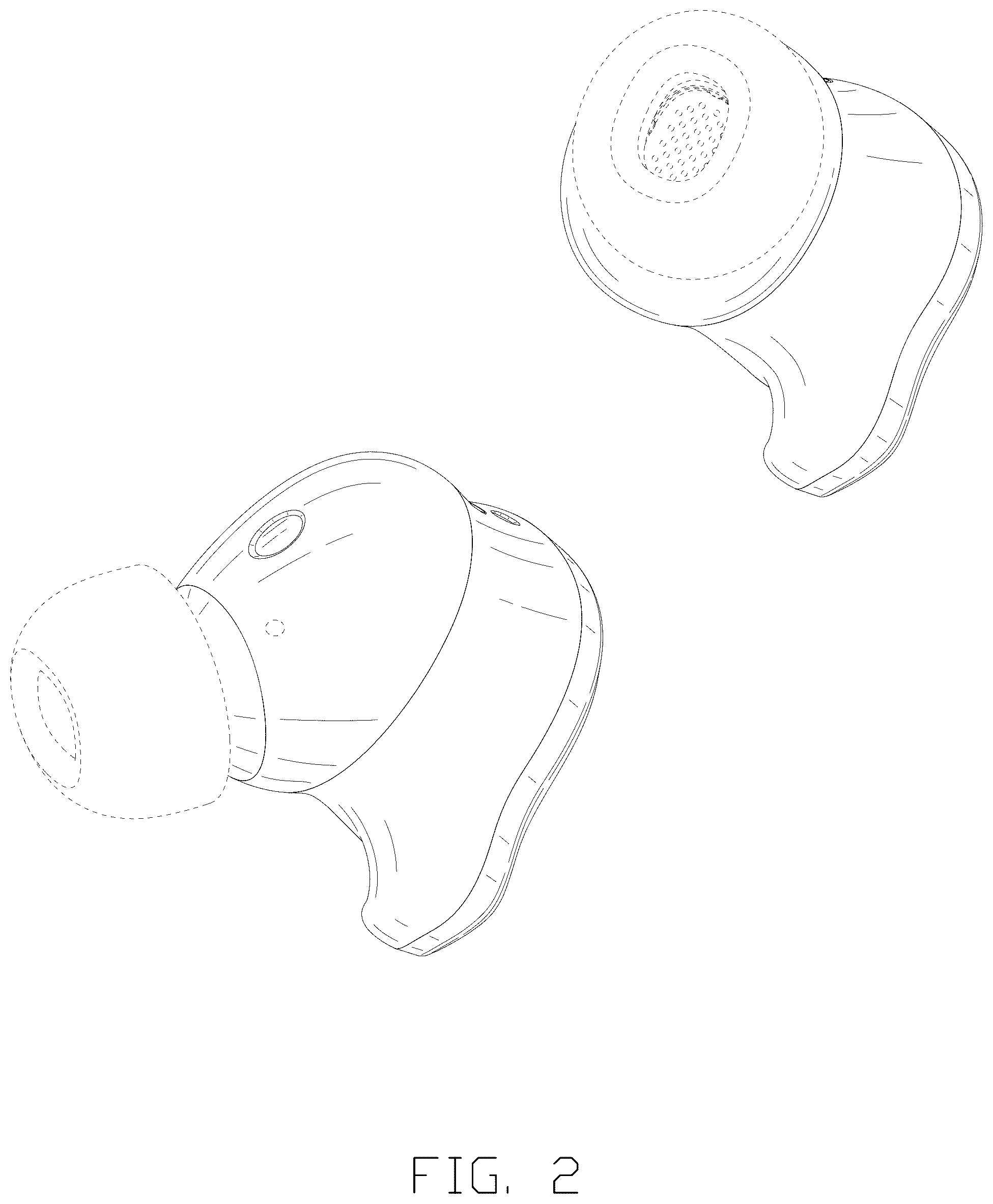 Patent USD1125125 Figure 2 – Set of earphones and charging case