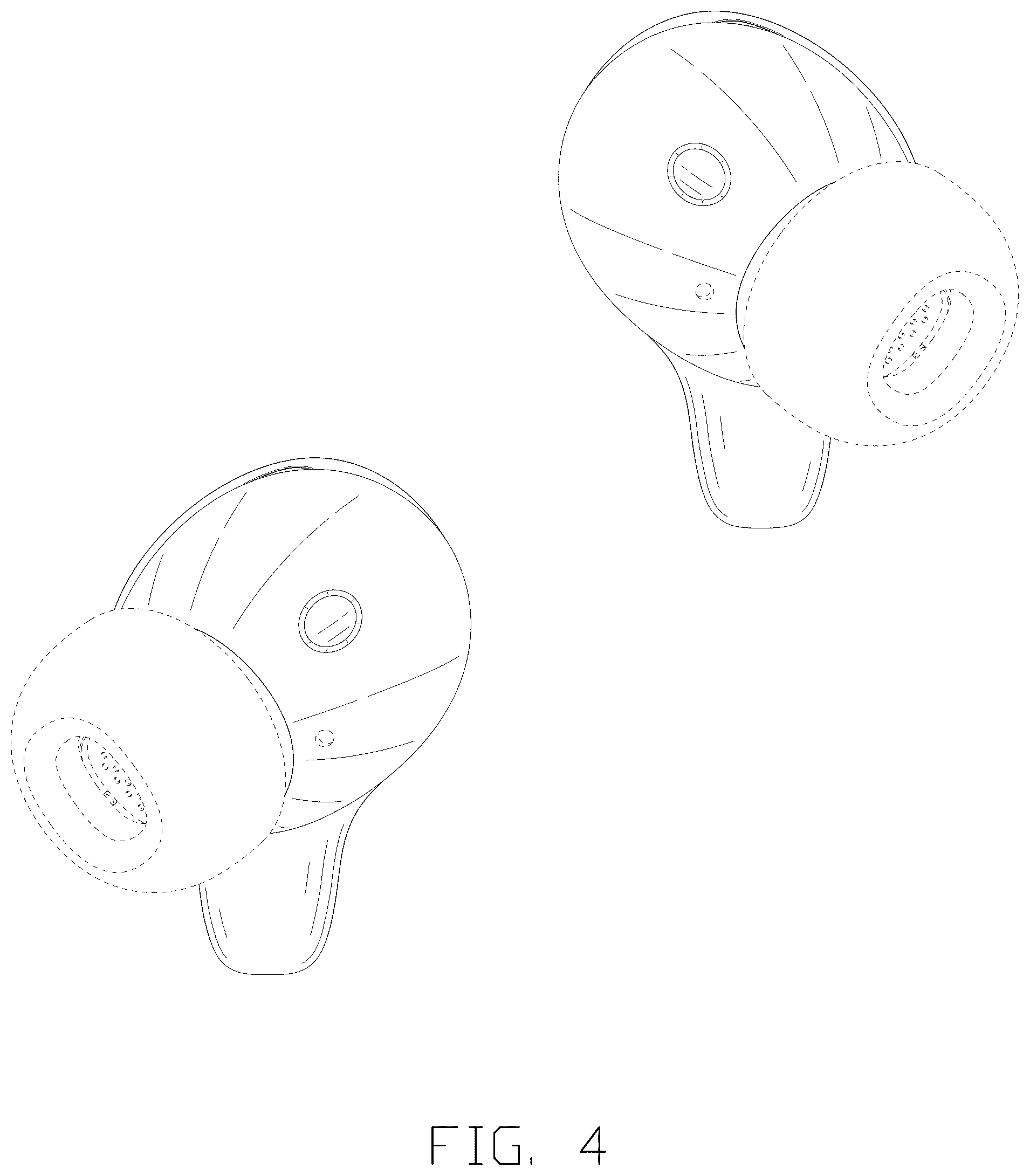 Patent USD1125125 Figure 4 – Set of earphones and charging case
