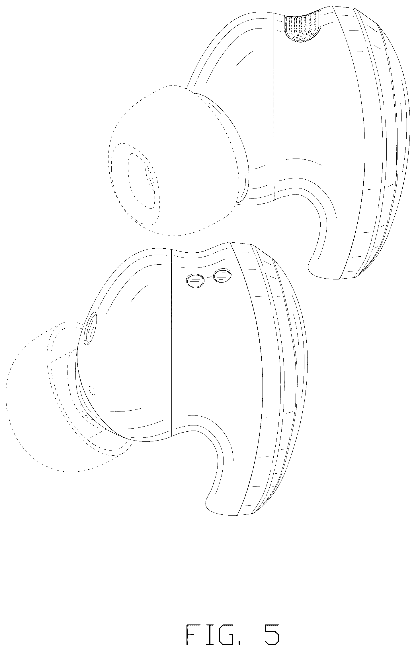 Patent USD1125125 Figure 5 – Set of earphones and charging case