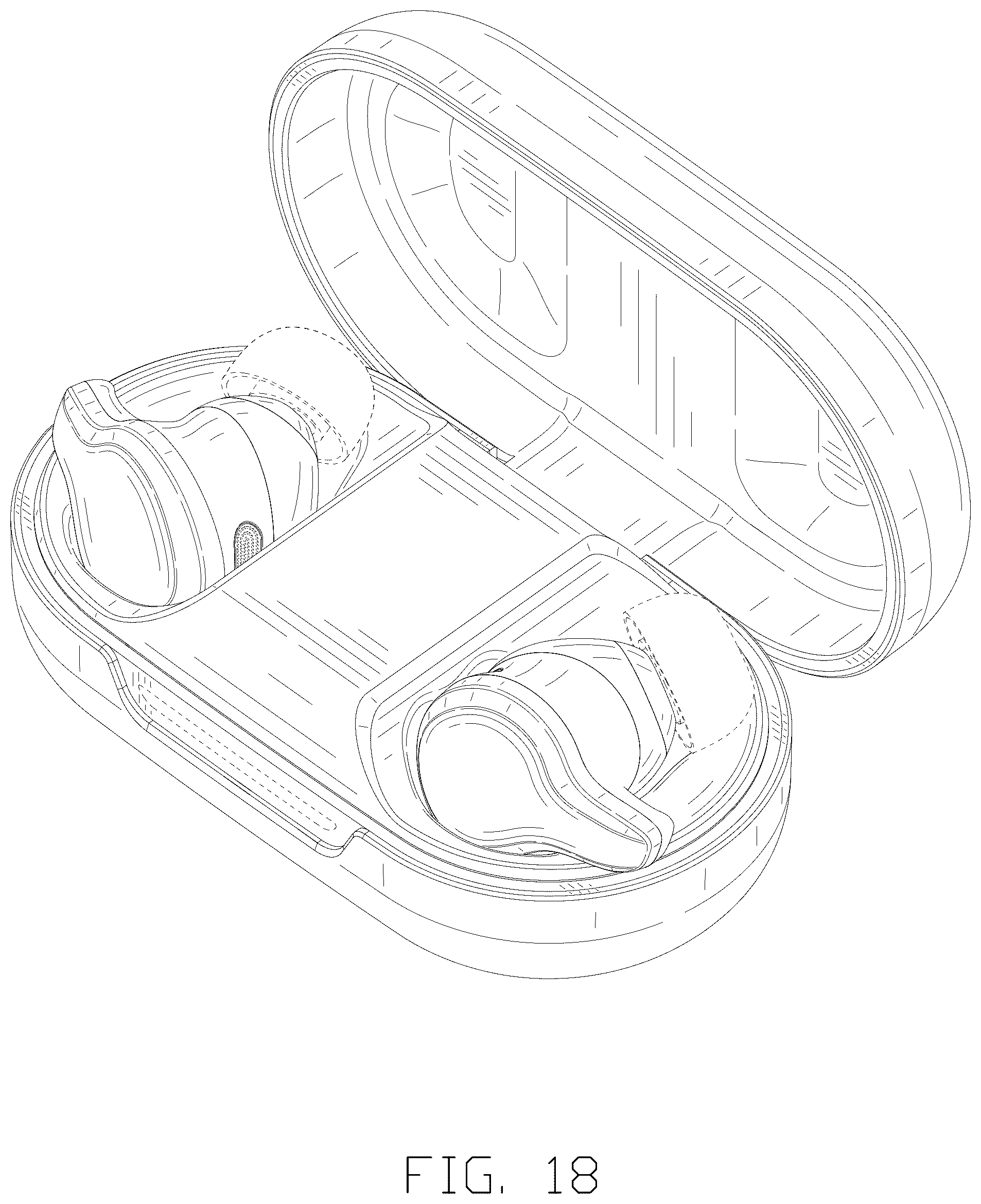 Patent USD1125125 Figure 18 – Set of earphones and charging case