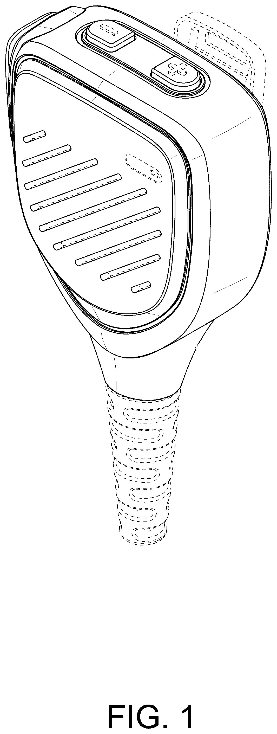 Patent USD1125127 Figure 1 – Handheld microphone or speaker