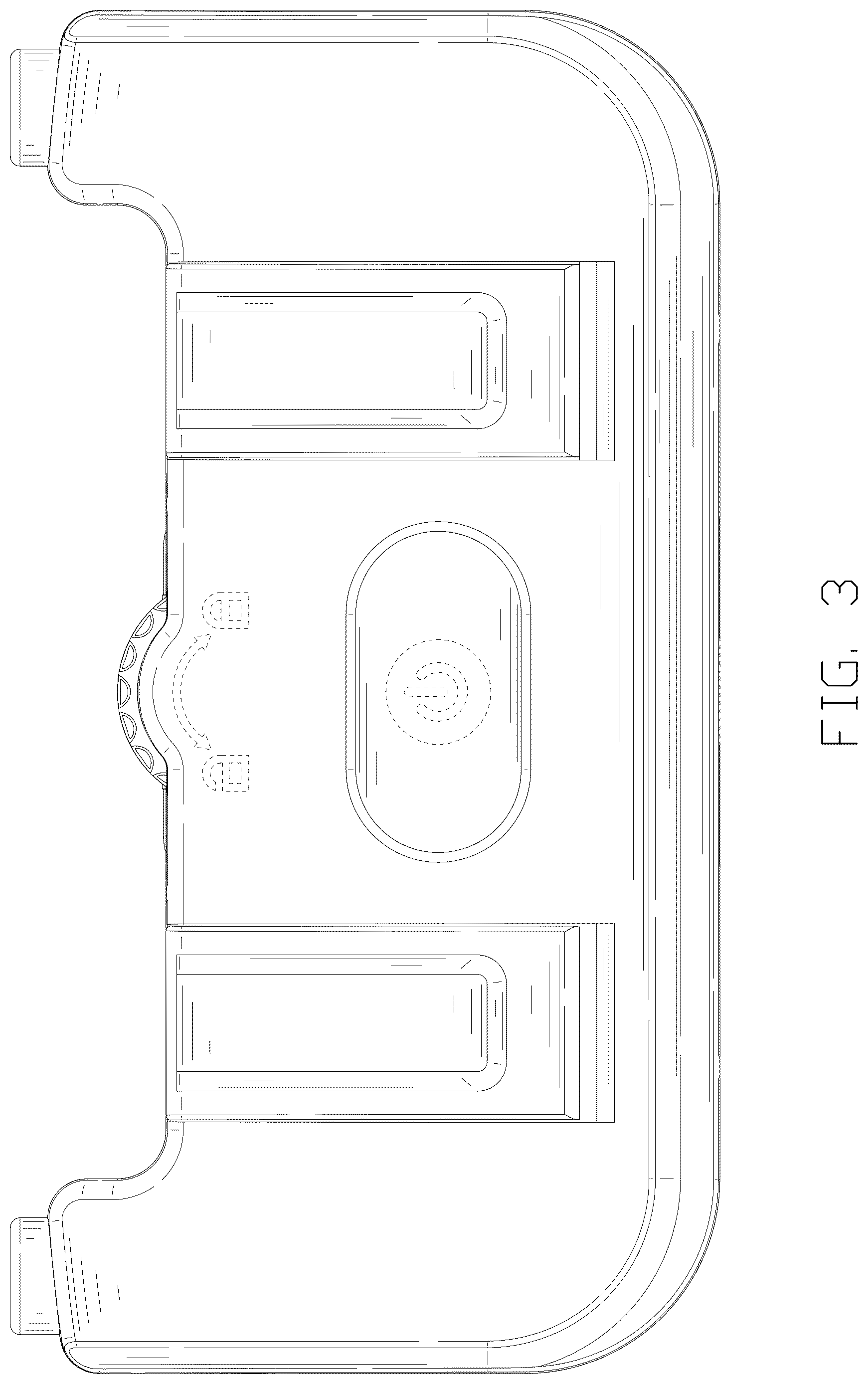 Patent USD1125143 Figure 3 – Electronic device holder with hooks