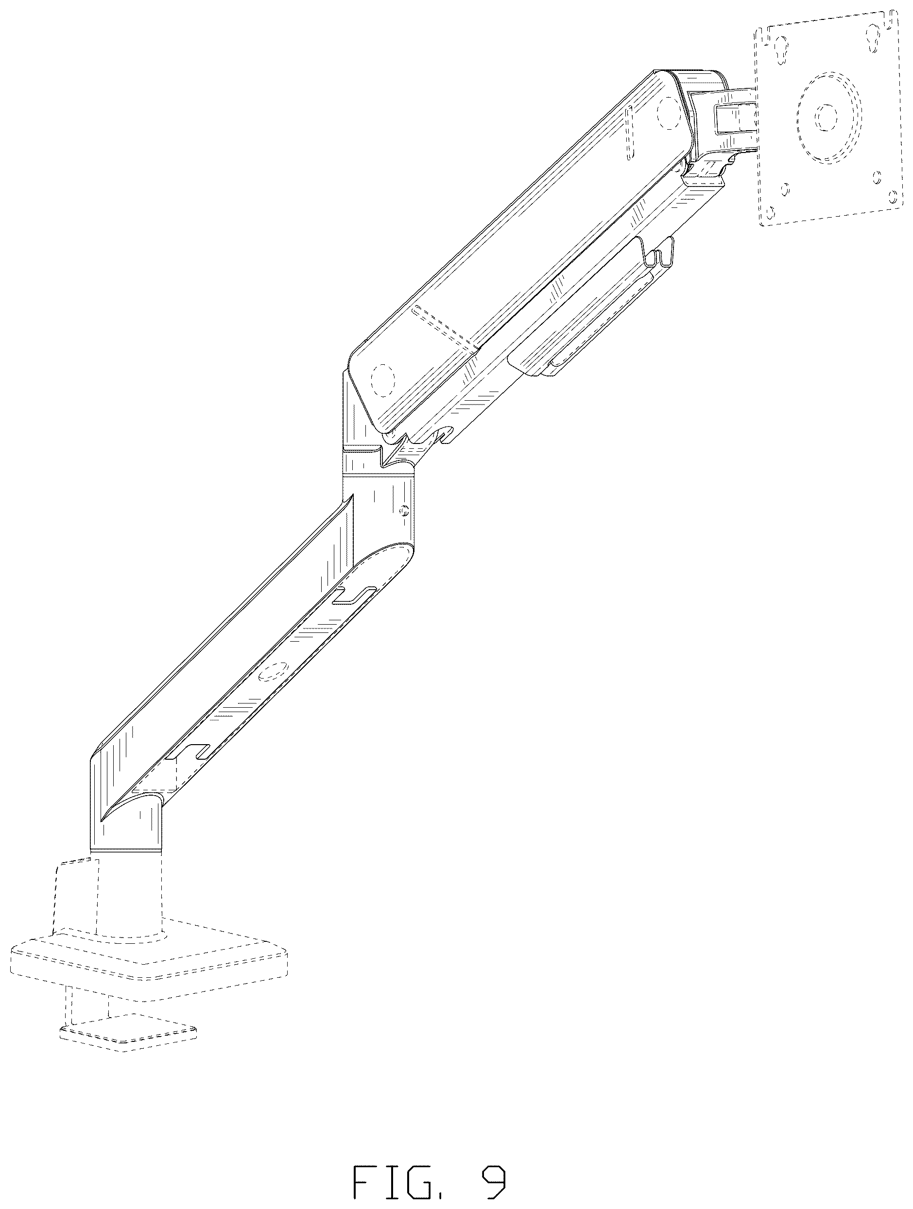 Patent USD1125179 Figure 9 – Monitor arm