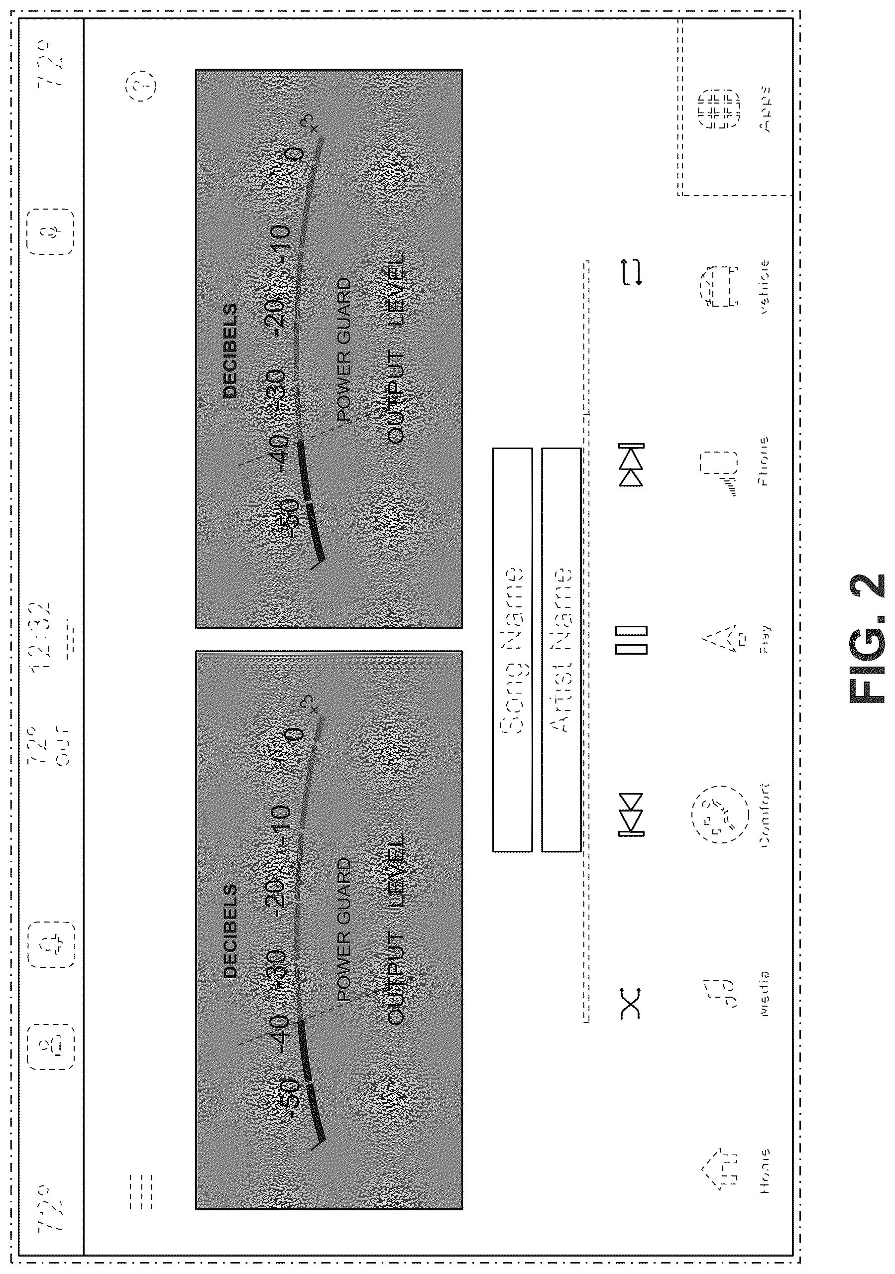 Patent USD1125180 Figure 2 – In-vehicle audio control display panel or portion thereof with a computer-generated graphical user interface