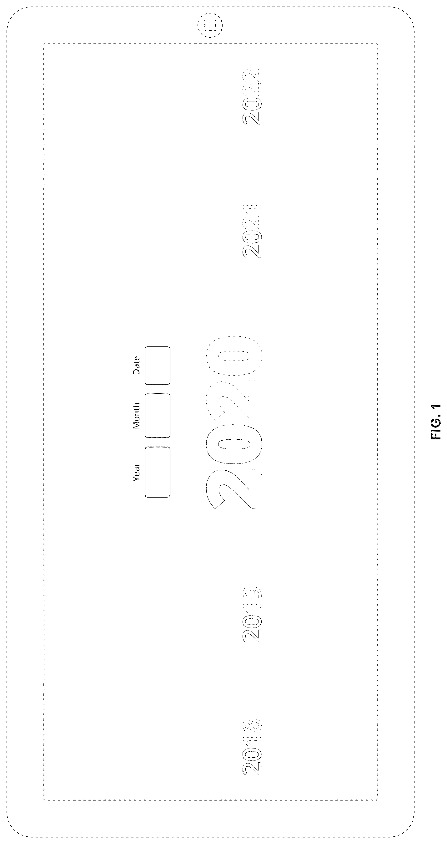 Patent USD1125196 Figure 1 – Display screen with animated graphical user interface for interactive date selection