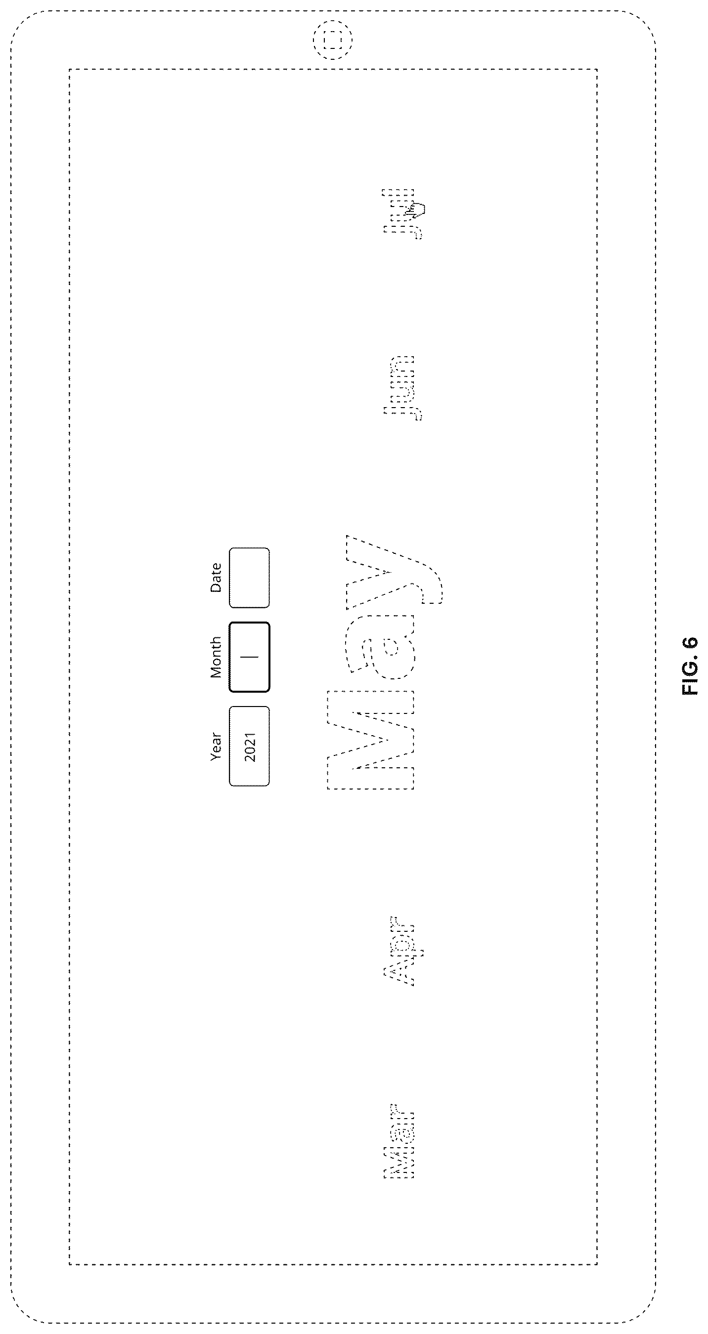 Patent USD1125196 Figure 6 – Display screen with animated graphical user interface for interactive date selection