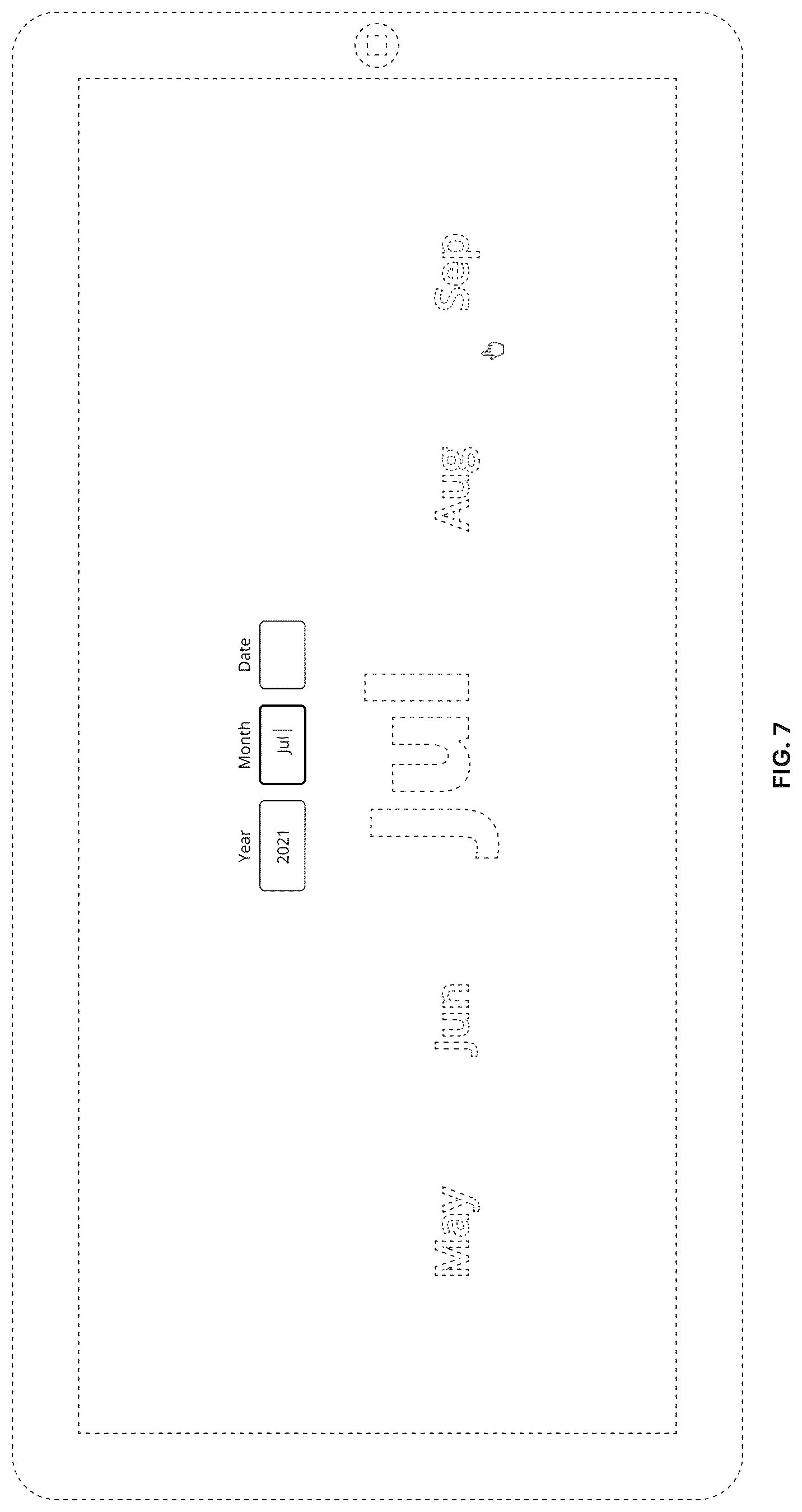 Patent USD1125196 Figure 7 – Display screen with animated graphical user interface for interactive date selection