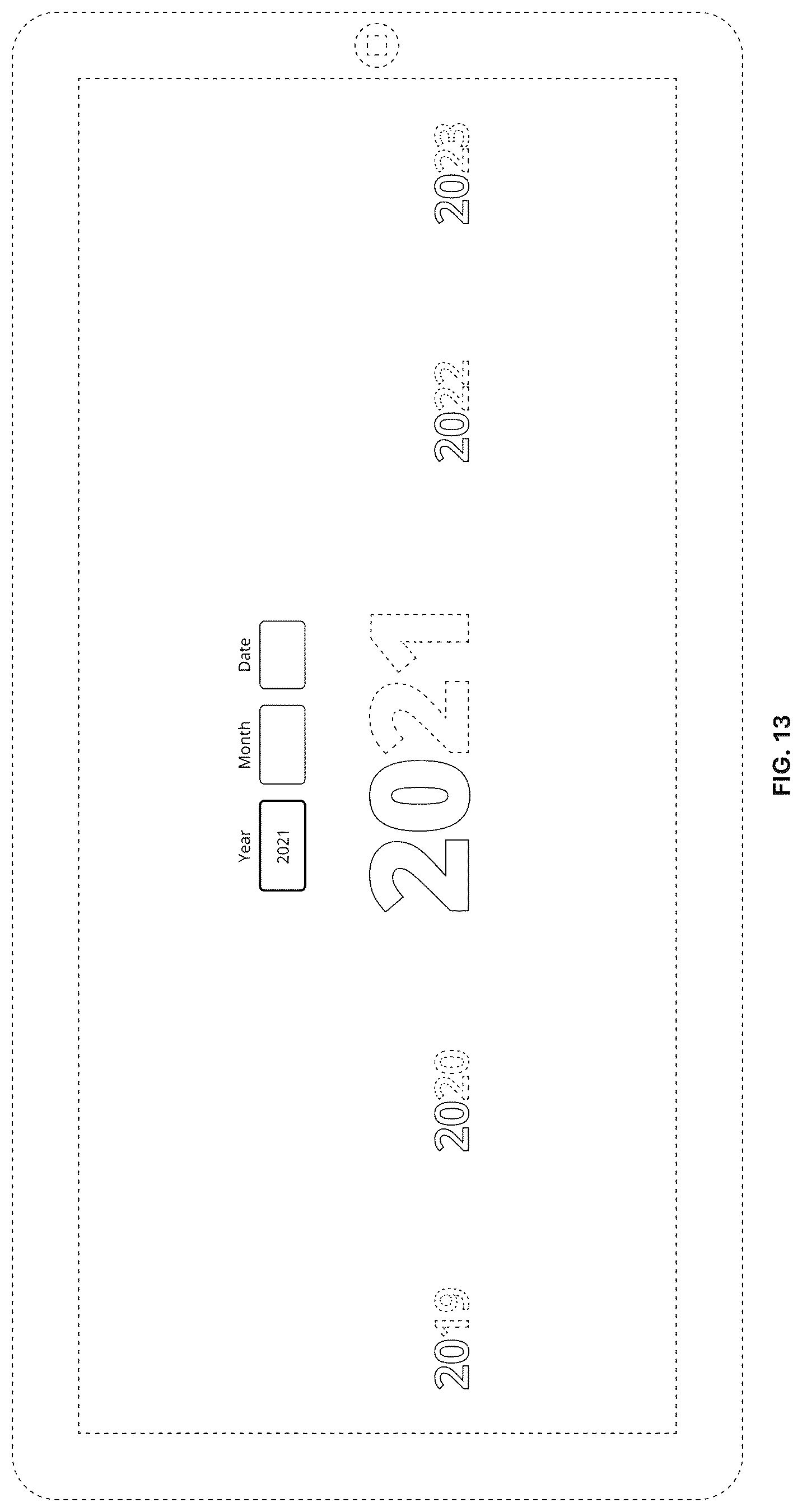 Patent USD1125196 Figure 13 – Display screen with animated graphical user interface for interactive date selection