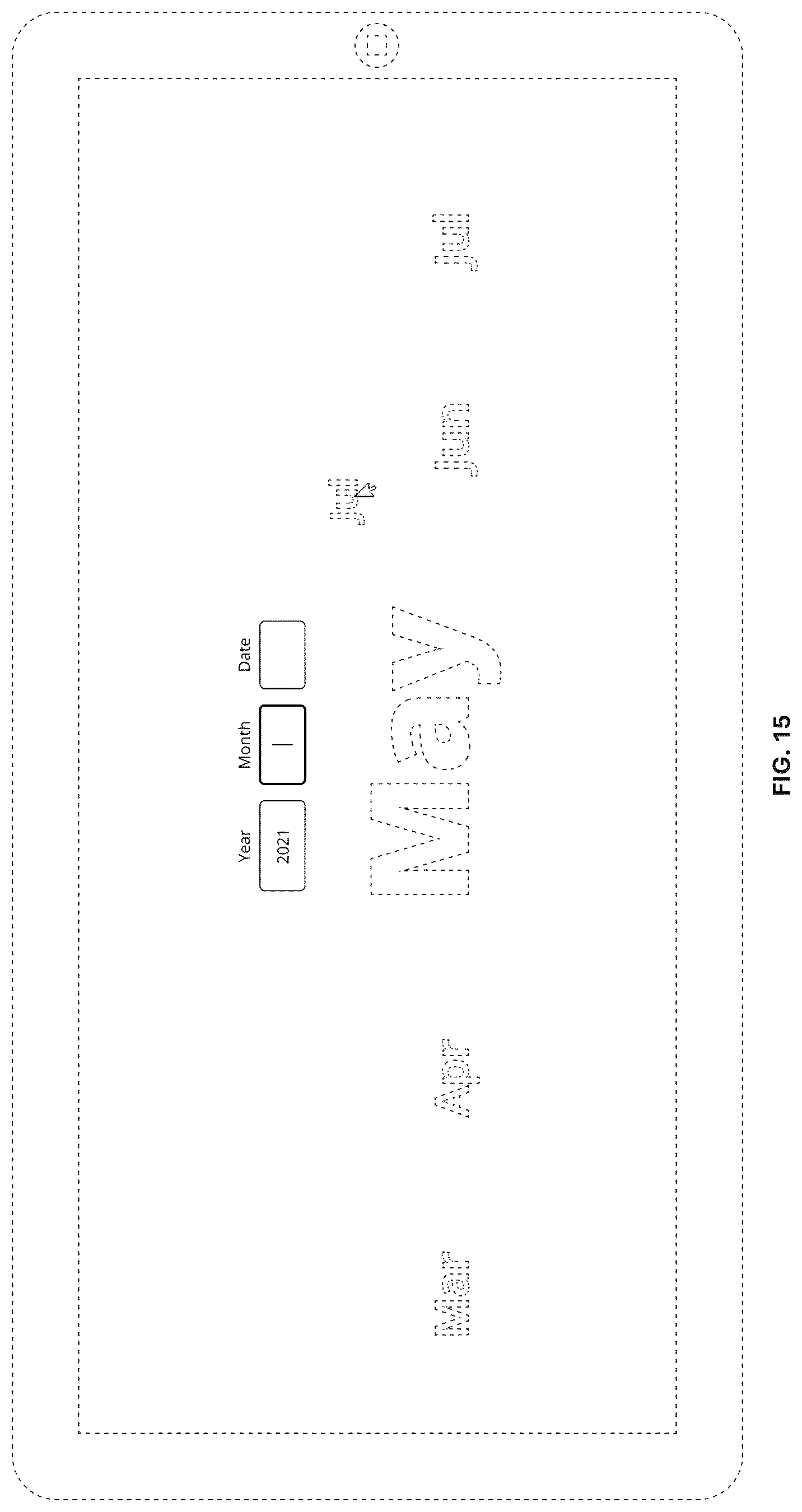 Patent USD1125196 Figure 15 – Display screen with animated graphical user interface for interactive date selection